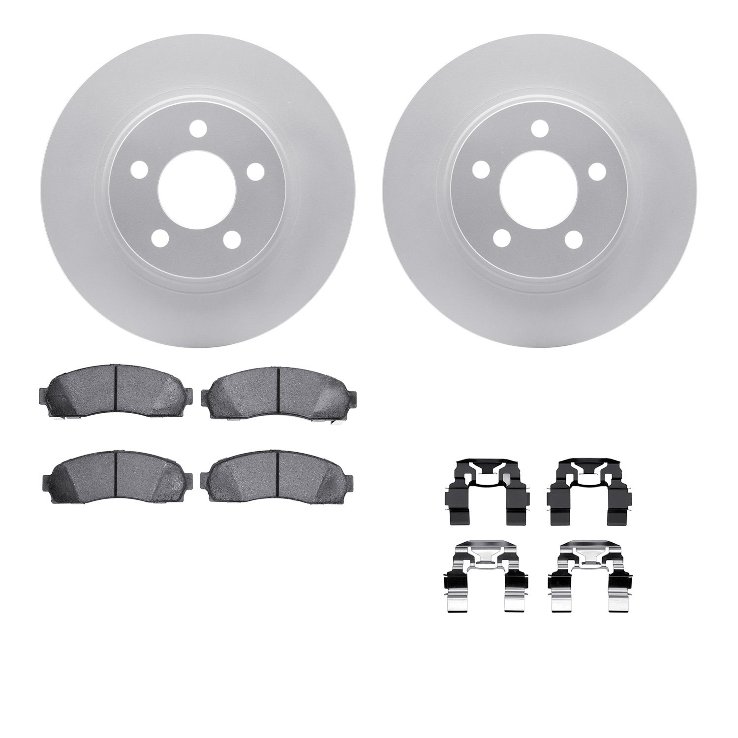 4512-99147 Geospec Brake Rotors w/5000 Advanced Brake Pads Kit & Hardware, 2003-2005 Ford/Lincoln/Mercury/Mazda, Position: Front