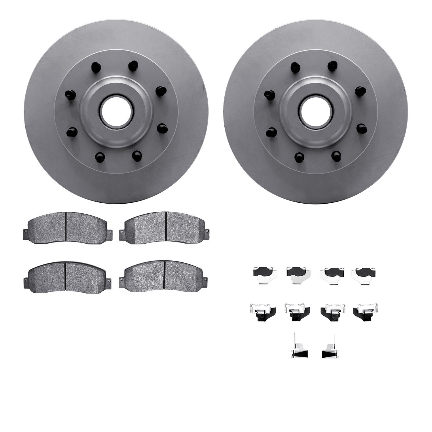 4512-99190 Geospec Brake Rotors w/5000 Advanced Brake Pads Kit & Hardware, 2005-2007 Ford/Lincoln/Mercury/Mazda, Position: Front