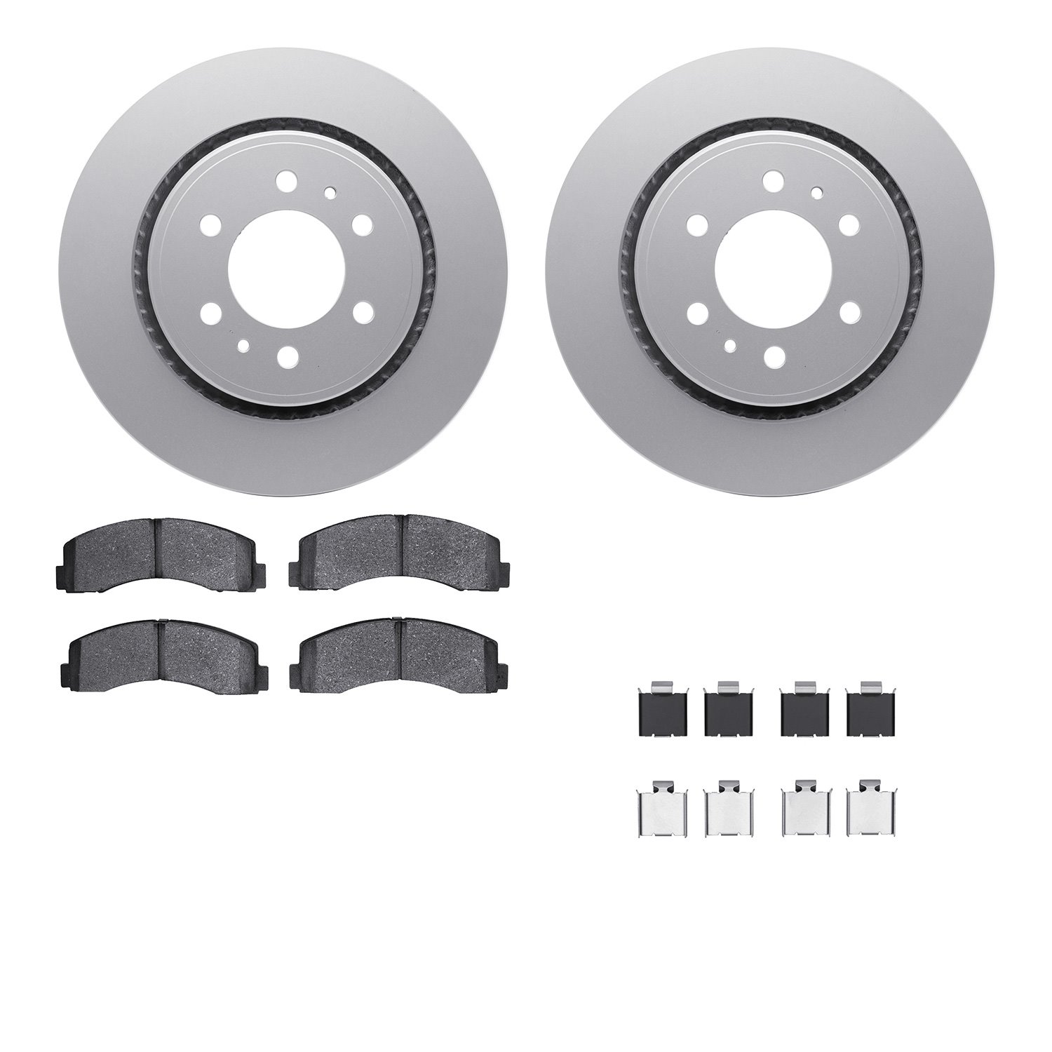 4512-99195 Geospec Brake Rotors w/5000 Advanced Brake Pads Kit & Hardware, 2010-2021 Ford/Lincoln/Mercury/Mazda, Position: Front