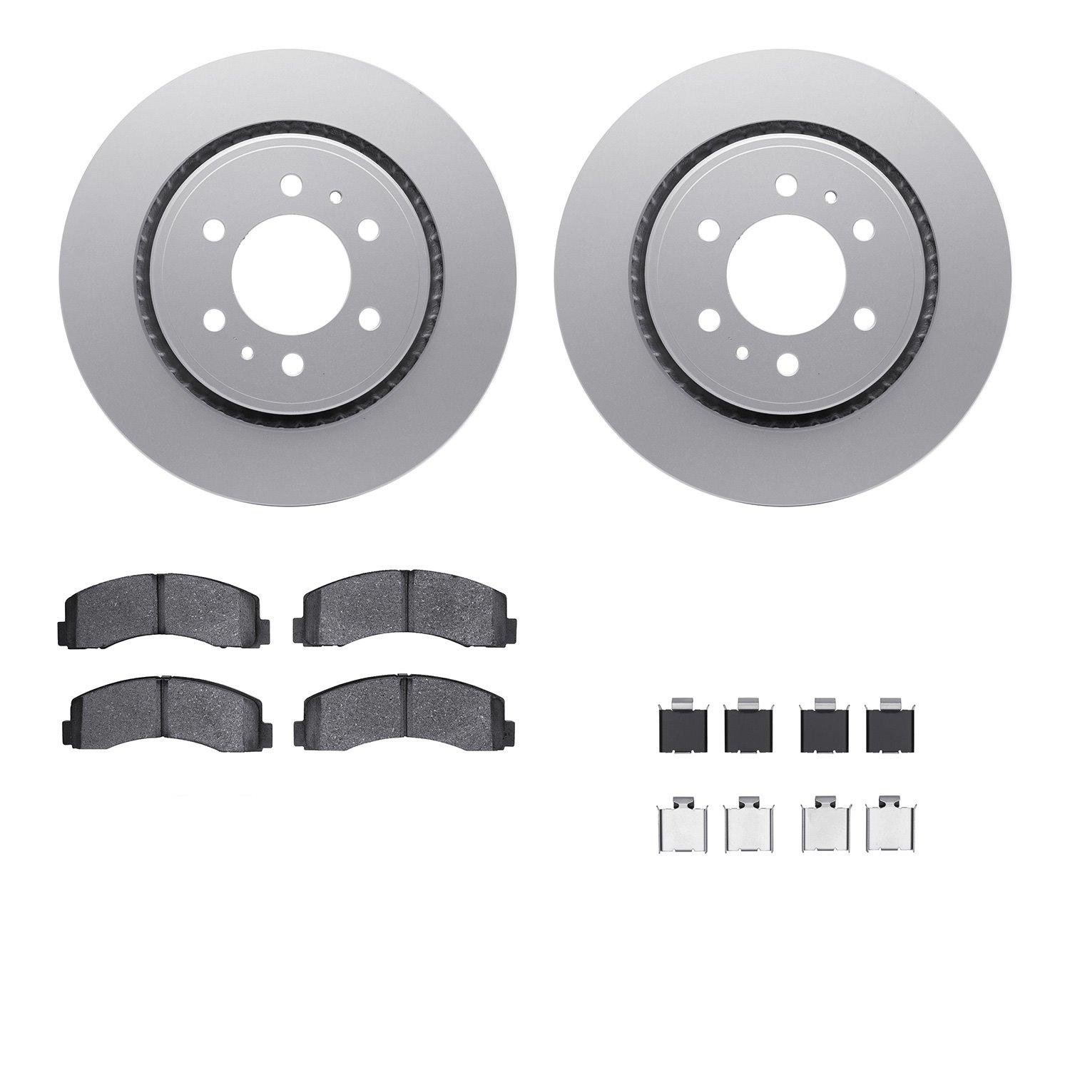 4512-99196 Geospec Brake Rotors w/5000 Advanced Brake Pads Kit & Hardware, 2018-2020 Ford/Lincoln/Mercury/Mazda, Position: Front