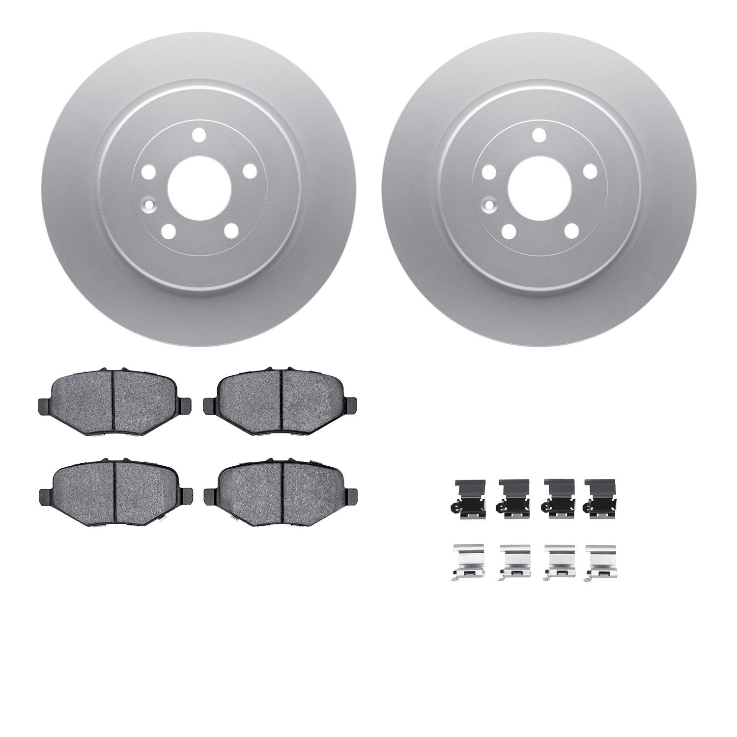 4512-99217 Geospec Brake Rotors w/5000 Advanced Brake Pads Kit & Hardware, 2013-2019 Ford/Lincoln/Mercury/Mazda, Position: Rear