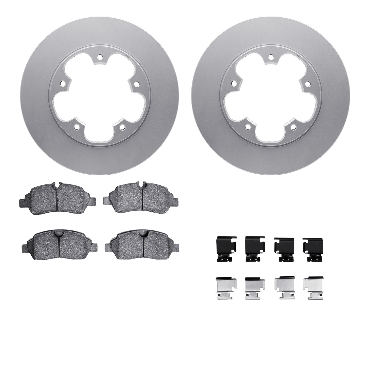 4512-99223 Geospec Brake Rotors w/5000 Advanced Brake Pads Kit & Hardware, 2015-2019 Ford/Lincoln/Mercury/Mazda, Position: Rear