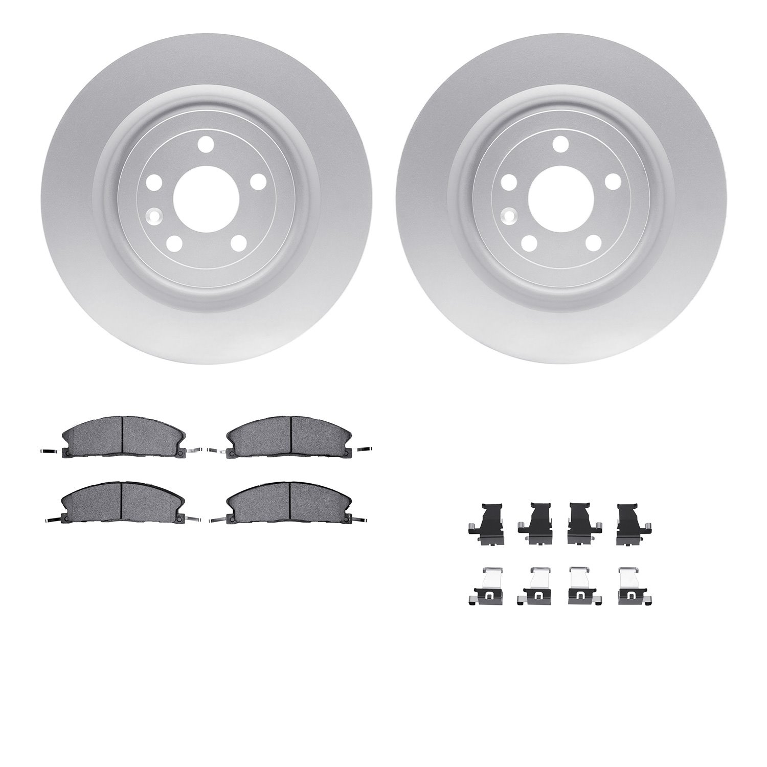 4512-99242 Geospec Brake Rotors w/5000 Advanced Brake Pads Kit & Hardware, 2013-2019 Ford/Lincoln/Mercury/Mazda, Position: Front