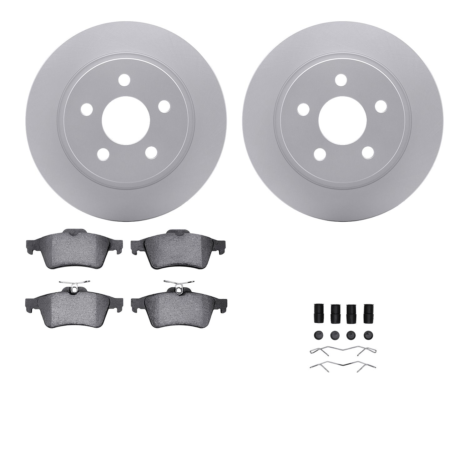 4512-99252 Geospec Brake Rotors w/5000 Advanced Brake Pads Kit & Hardware, Fits Select Ford/Lincoln/Mercury/Mazda, Position: Rea