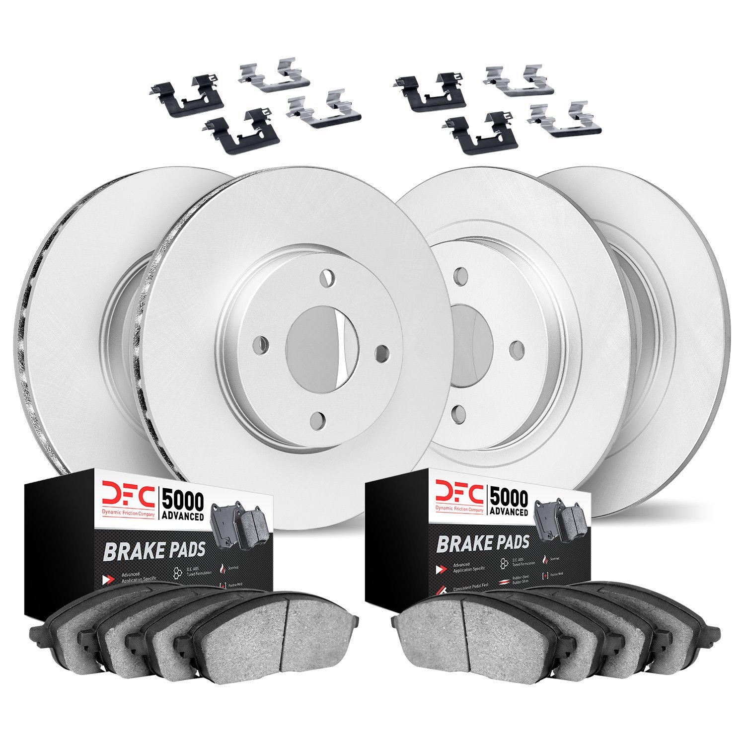 4514-03050 Geospec Brake Rotors w/5000 Advanced Brake Pads Kit & Hardware, 2012-2017 Kia/Hyundai/Genesis, Position: Front and Re