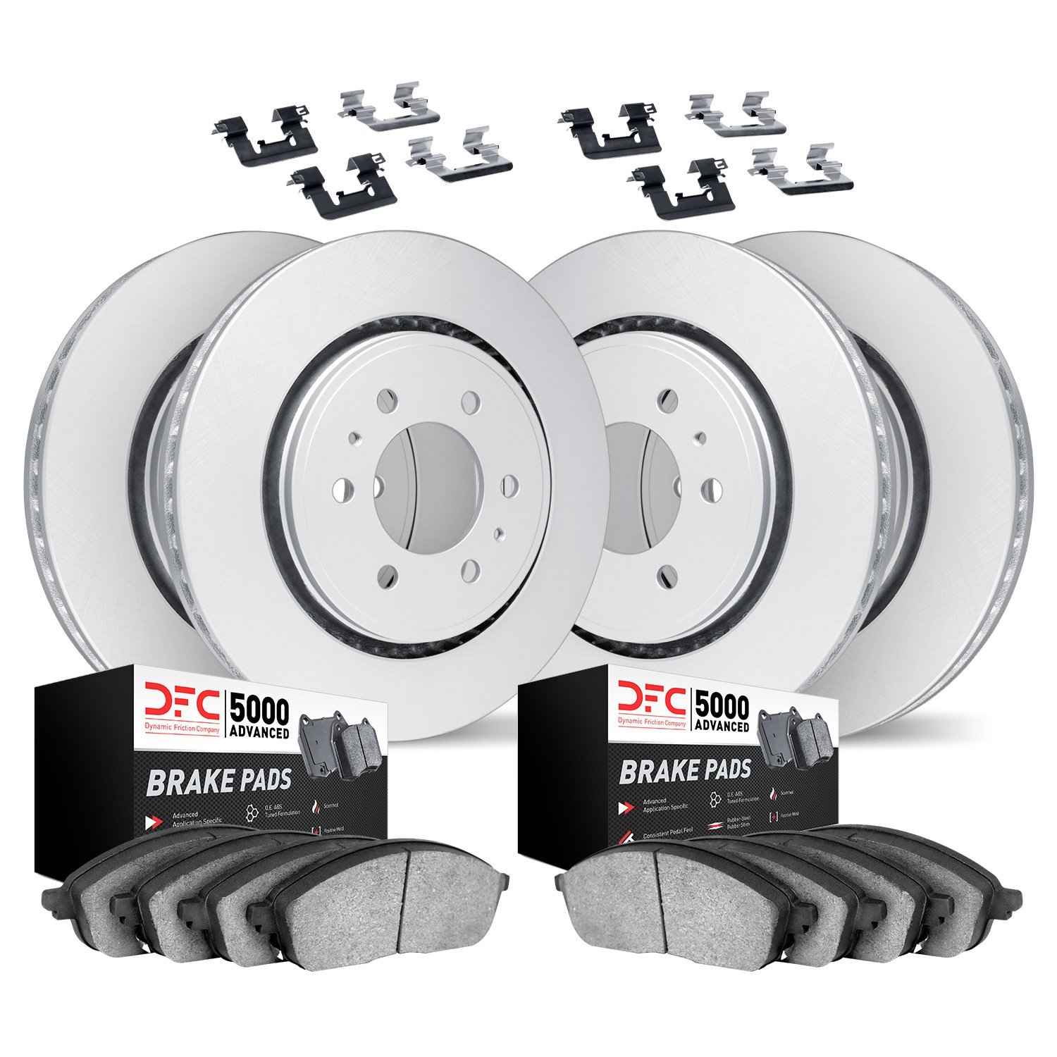 4514-40100 Geospec Brake Rotors w/5000 Advanced Brake Pads Kit & Hardware, Fits Select Mopar, Position: Front and Rear