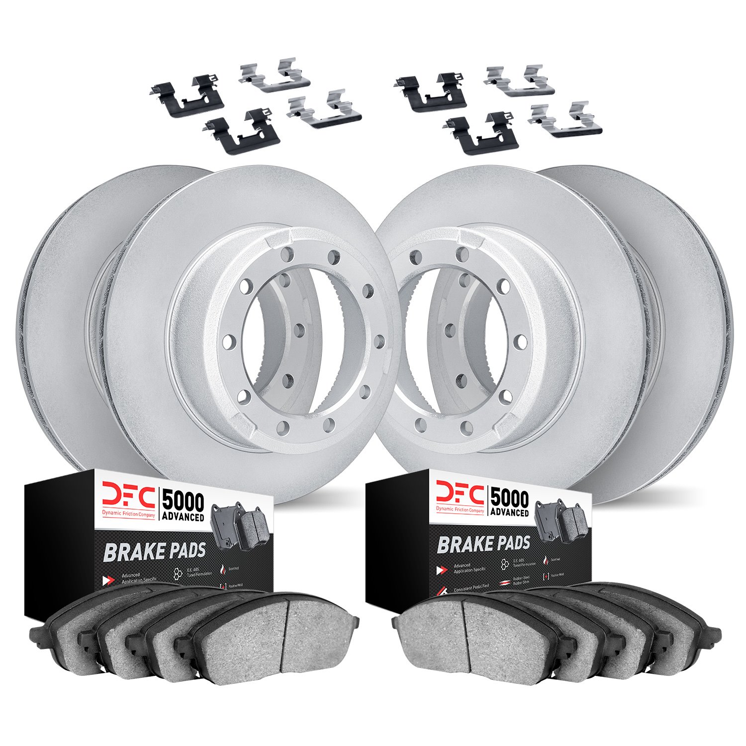 4514-54043 Geospec Brake Rotors w/5000 Advanced Brake Pads Kit & Hardware, 2006-2009 Ford/Lincoln/Mercury/Mazda, Position: Front