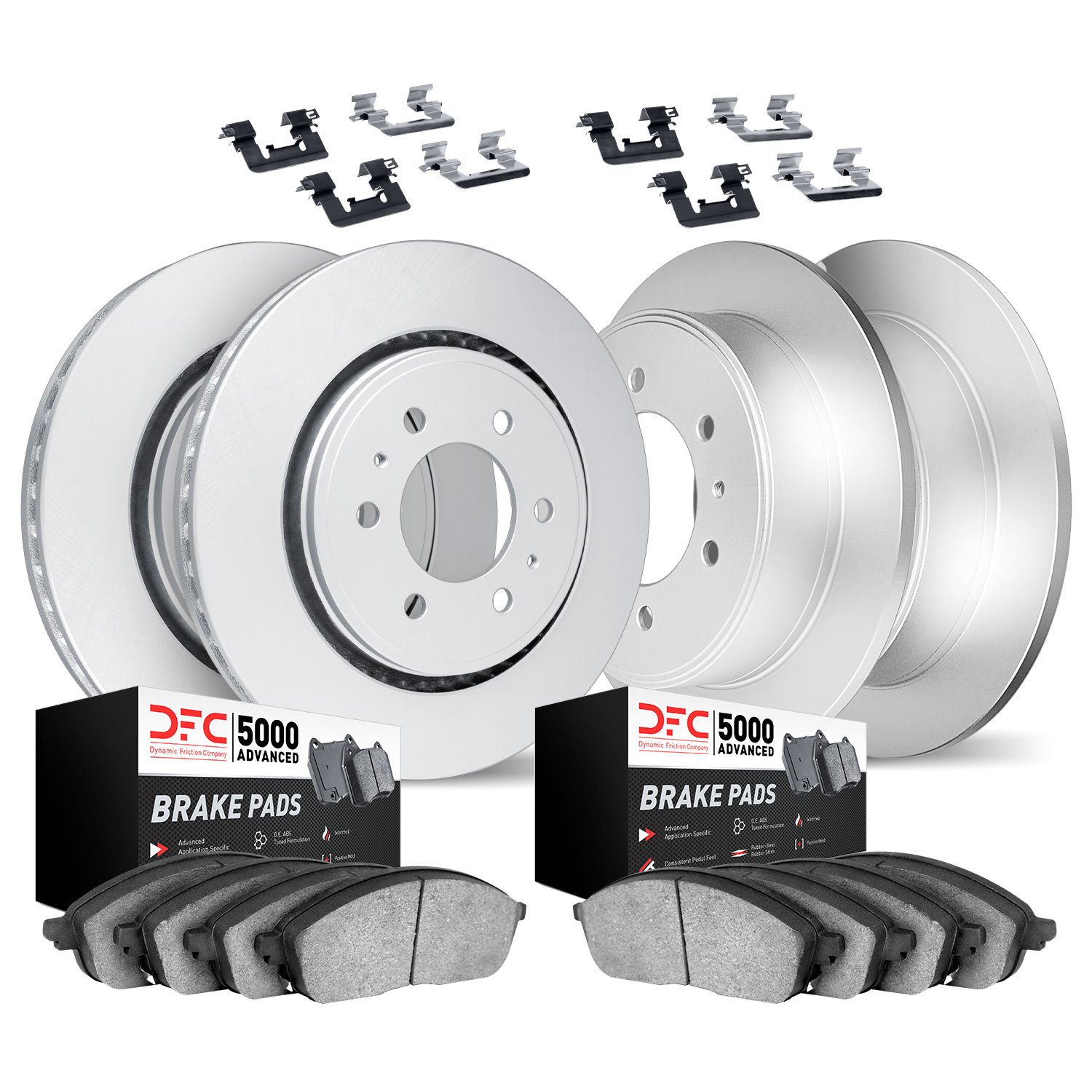 4514-63082 Geospec Brake Rotors w/5000 Advanced Brake Pads Kit & Hardware, Fits Select Multiple Makes/Models, Position: Front an