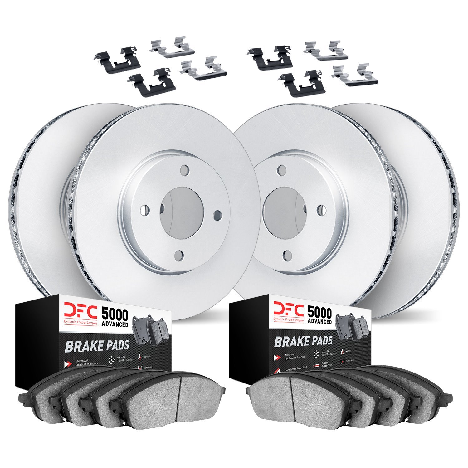 4514-76017 Geospec Brake Rotors w/5000 Advanced Brake Pads Kit & Hardware, 2000-2005 Lexus/Toyota/Scion, Position: Front and Rea