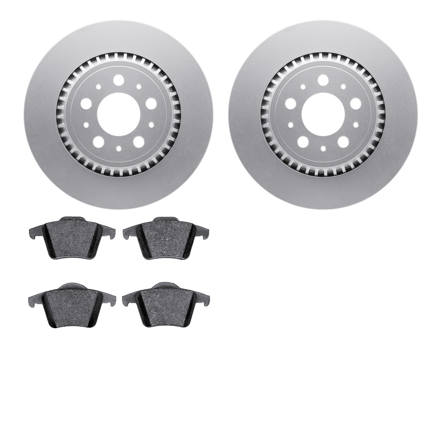 4602-27021 Geospec Brake Rotors w/5000 Euro Ceramic Brake Pads Kit, 2003-2014 Volvo, Position: Rear