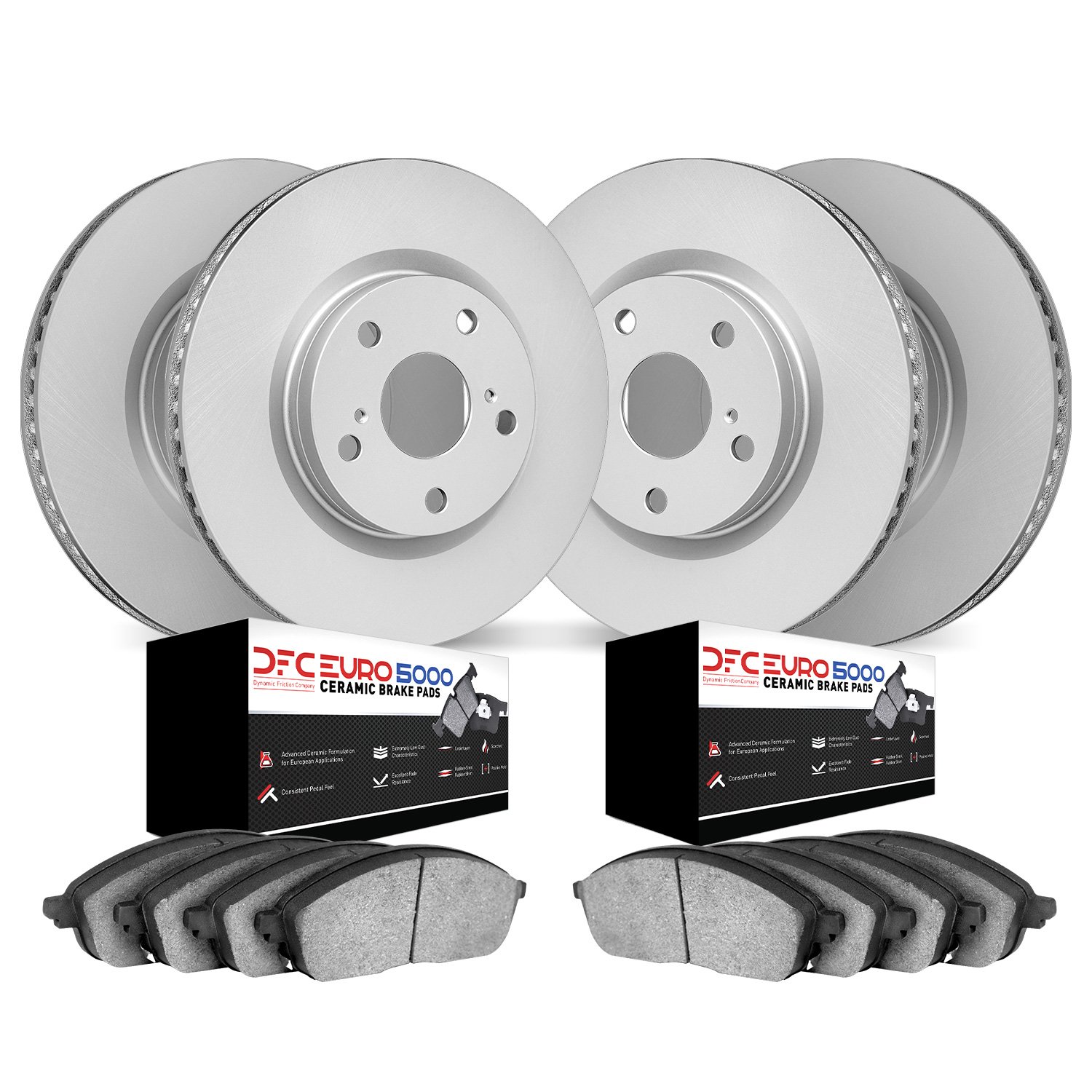 4604-10446 Geospec Brake Rotors w/5000 Euro Ceramic Brake Pads Kit, 2000-2006 Multiple Makes/Models, Position: Front and Rear