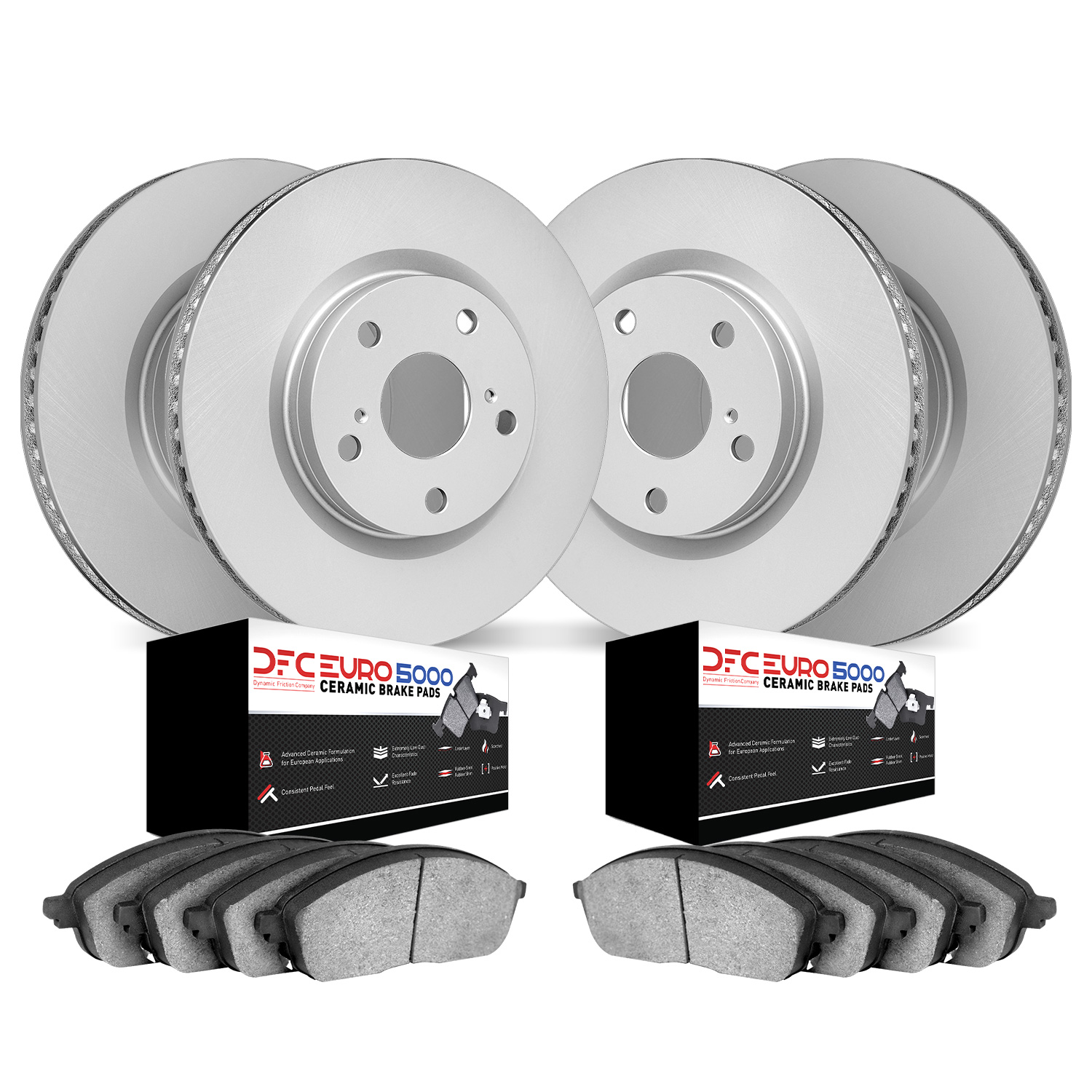 4604-11002 Geospec Brake Rotors w/5000 Euro Ceramic Brake Pads Kit, 2006-2009 Land Rover, Position: Front and Rear