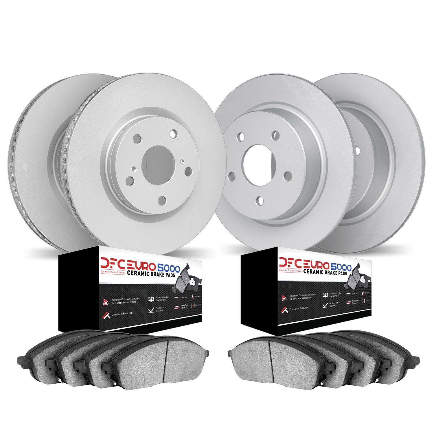 4604-12560 Geospec Brake Rotors w/5000 Euro Ceramic Brake Pads Kit, Fits Select Audi/Volkswagen, Position: Front and Rear
