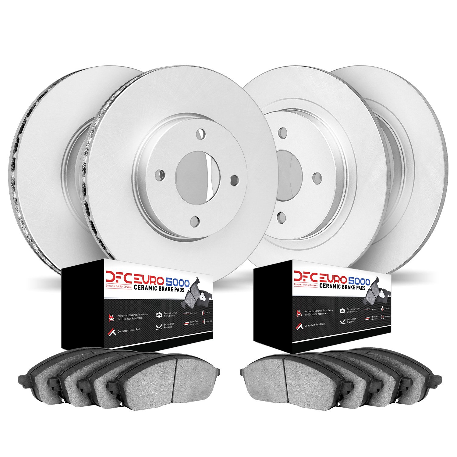 4604-12803 Geospec Brake Rotors w/5000 Euro Ceramic Brake Pads Kit, Fits Select Multiple Makes/Models, Position: Front and Rear