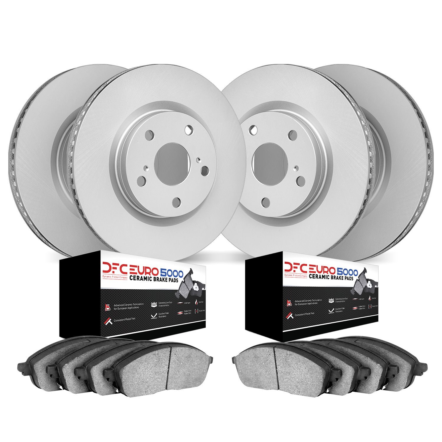 4604-20000 Geospec Brake Rotors w/5000 Euro Ceramic Brake Pads Kit, 2014-2021 Jaguar, Position: Front and Rear