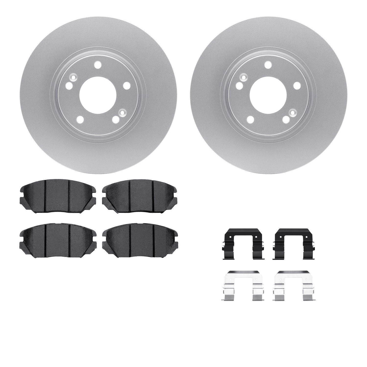 4612-03000 Geospec Brake Rotors w/5000 Euro Ceramic Brake Pads & Hardware, 2006-2011 Kia/Hyundai/Genesis, Position: Front