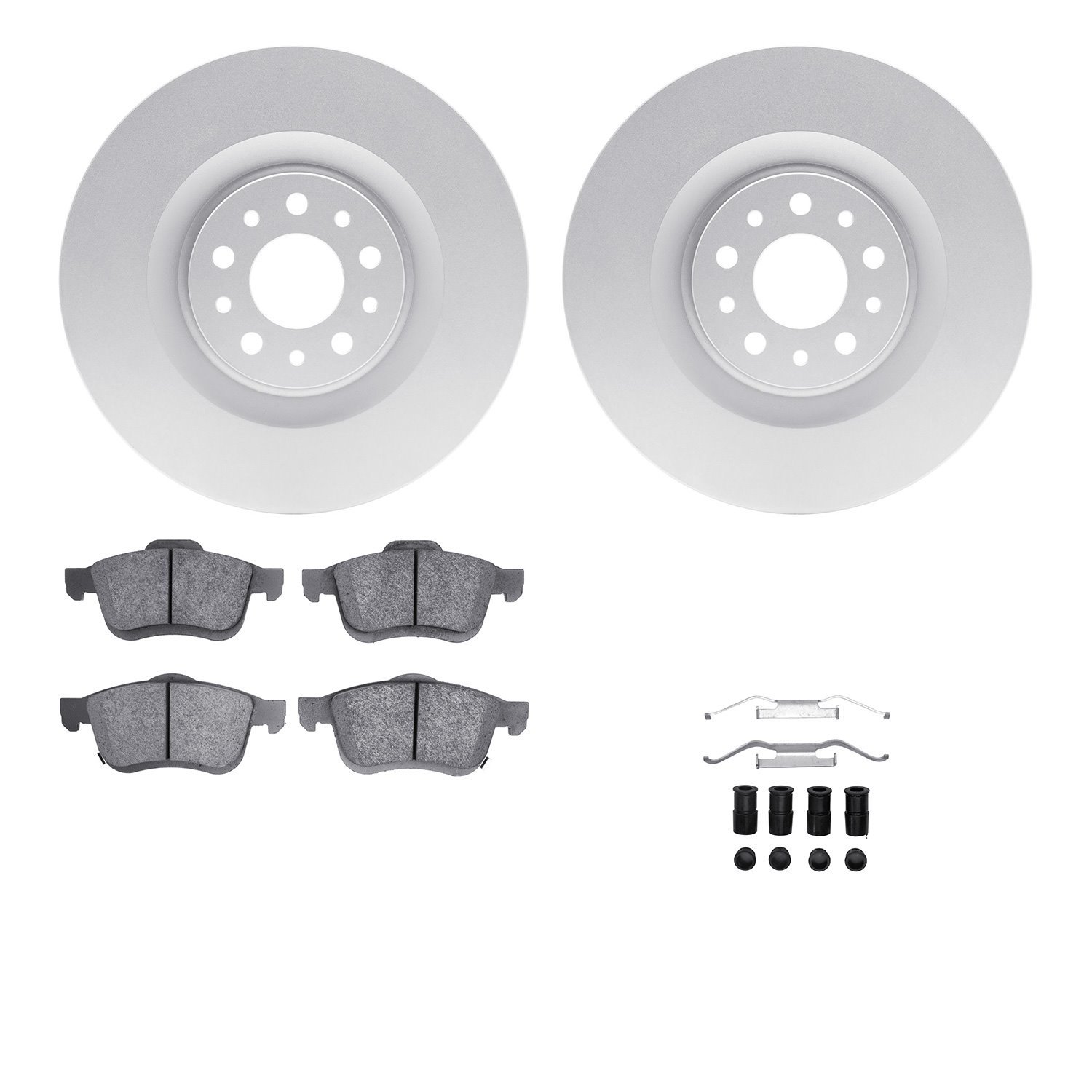 4612-07005 Geospec Brake Rotors w/5000 Euro Ceramic Brake Pads & Hardware, 2014-2019 Mopar, Position: Front