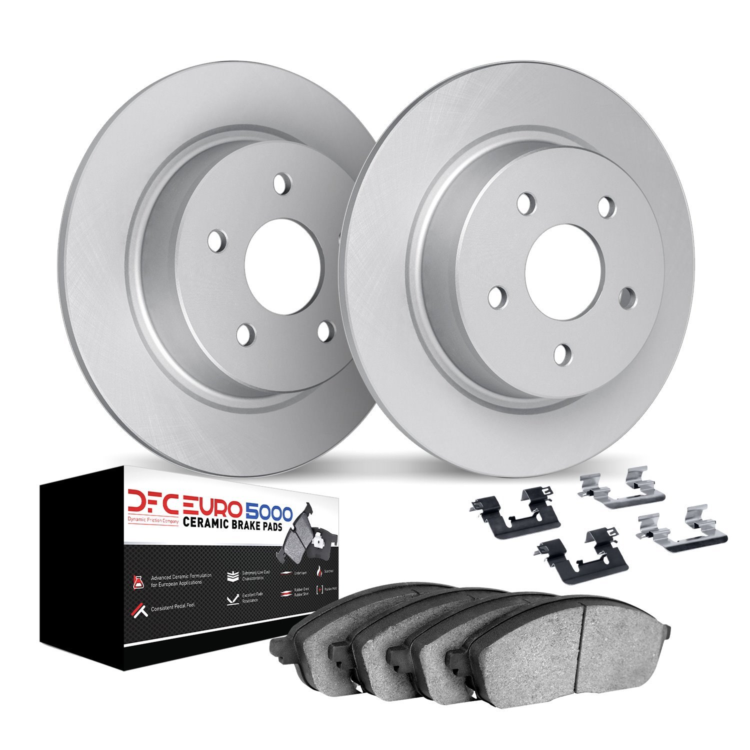 4612-11001 Geospec Brake Rotors w/5000 Euro Ceramic Brake Pads & Hardware, 1994-2004 Land Rover, Position: Rear