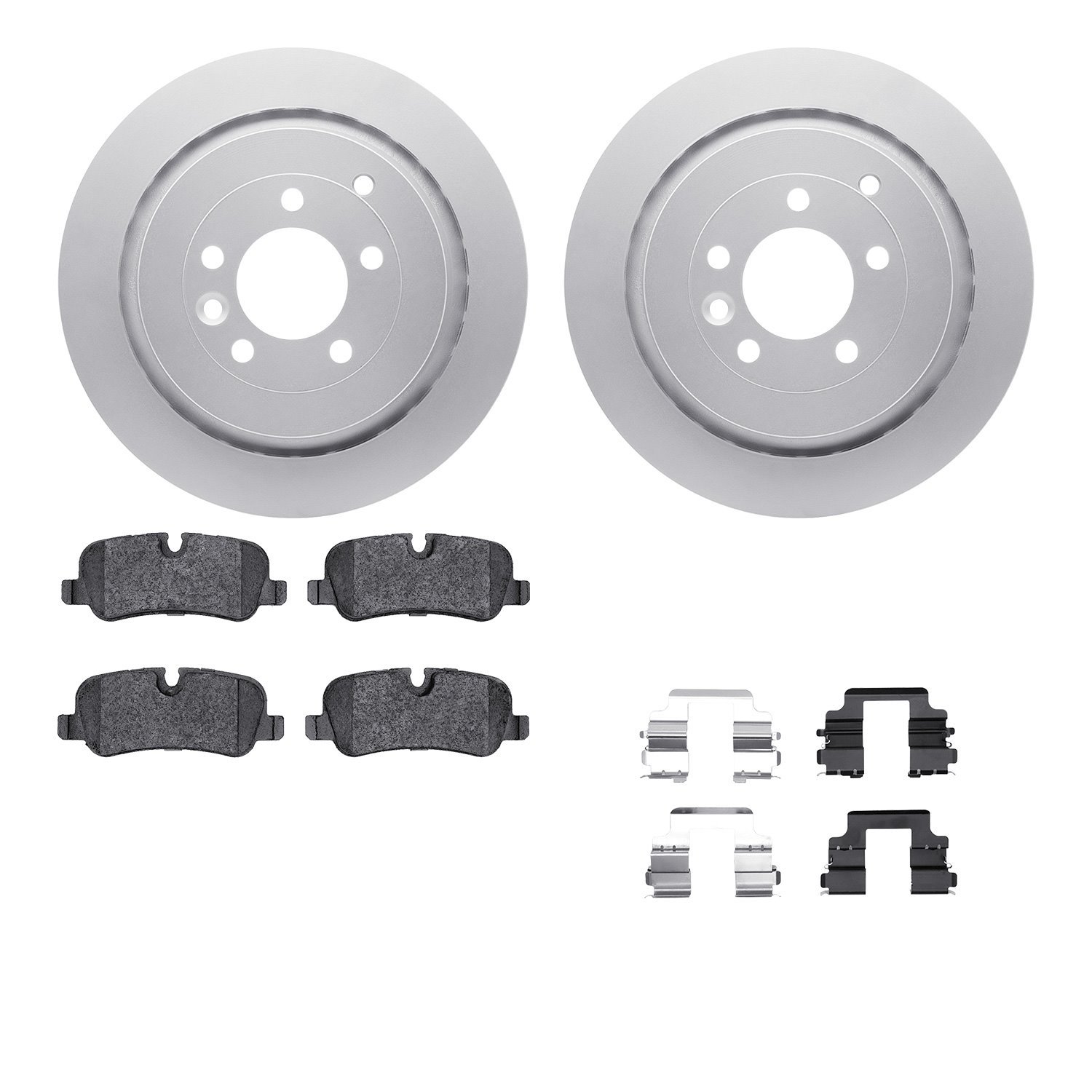 4612-11007 Geospec Brake Rotors w/5000 Euro Ceramic Brake Pads & Hardware, 2010-2013 Land Rover, Position: Rear