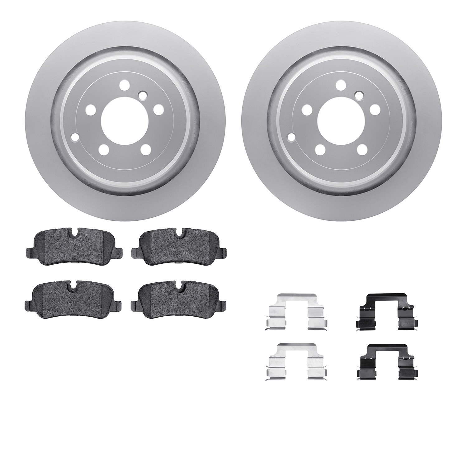 4612-11015 Geospec Brake Rotors w/5000 Euro Ceramic Brake Pads & Hardware, 2006-2012 Land Rover, Position: Rear