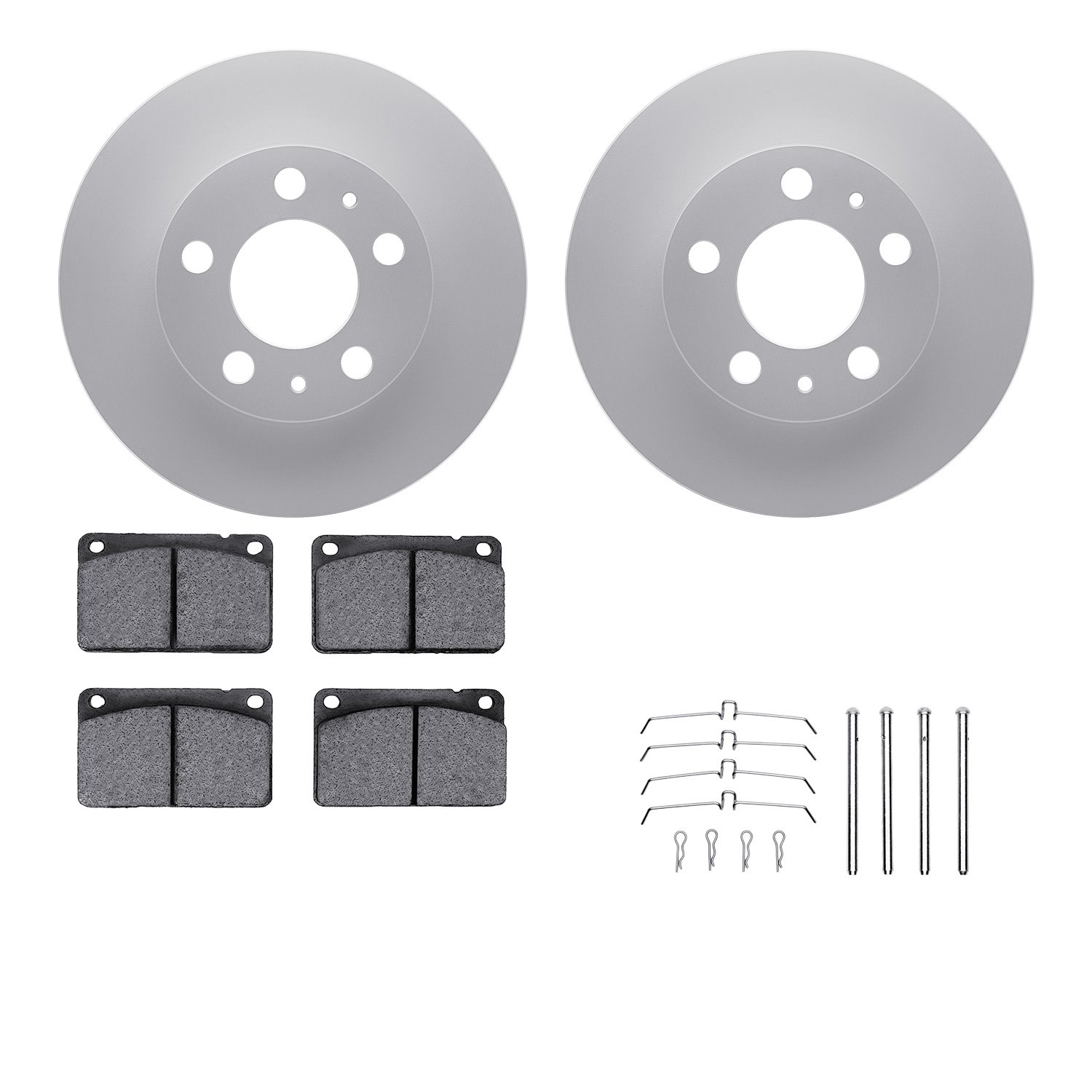 4612-27002 Geospec Brake Rotors w/5000 Euro Ceramic Brake Pads & Hardware, 1976-1993 Volvo, Position: Front