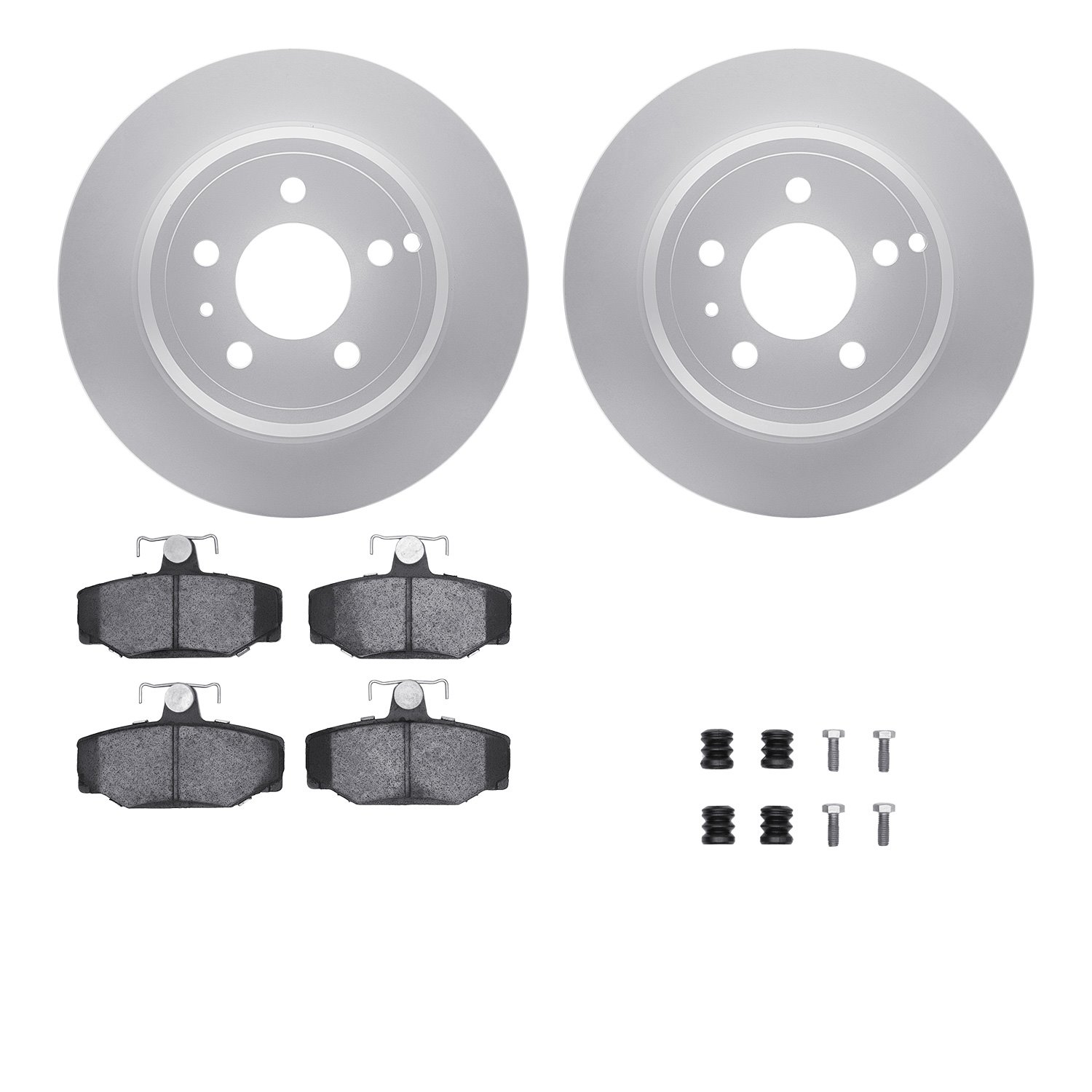 4612-27008 Geospec Brake Rotors w/5000 Euro Ceramic Brake Pads & Hardware, 1996-1997 Volvo, Position: Rear