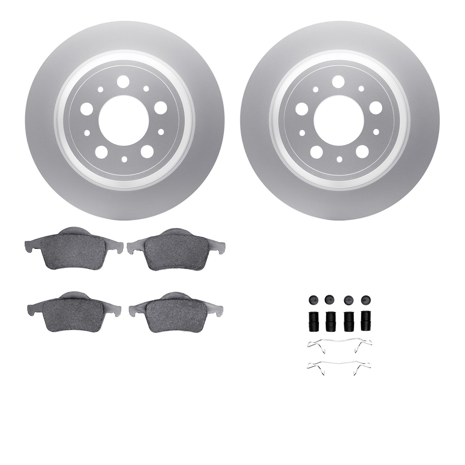 4612-27010 Geospec Brake Rotors w/5000 Euro Ceramic Brake Pads & Hardware, 1999-2009 Volvo, Position: Rear