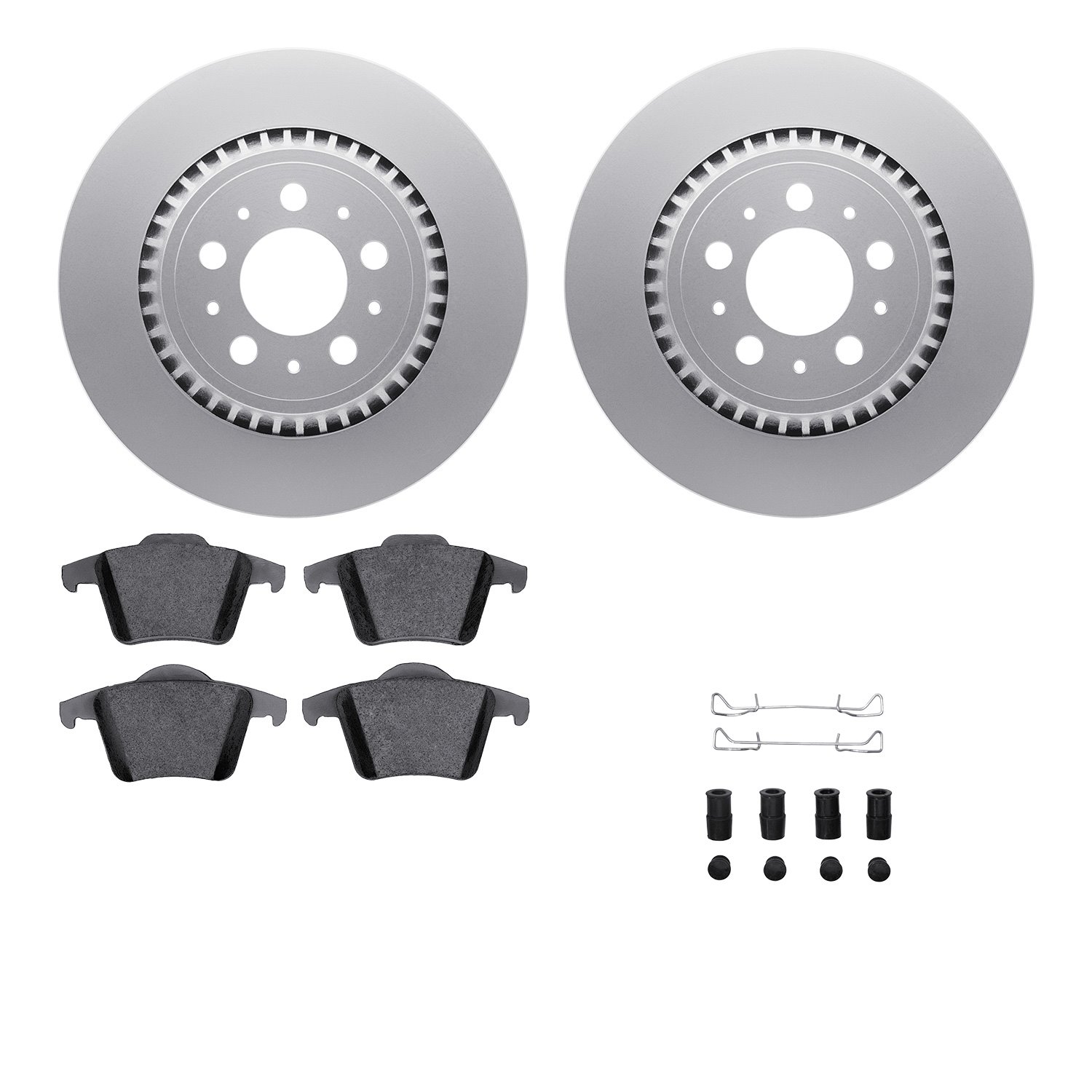 4612-27024 Geospec Brake Rotors w/5000 Euro Ceramic Brake Pads & Hardware, 2003-2014 Volvo, Position: Rear