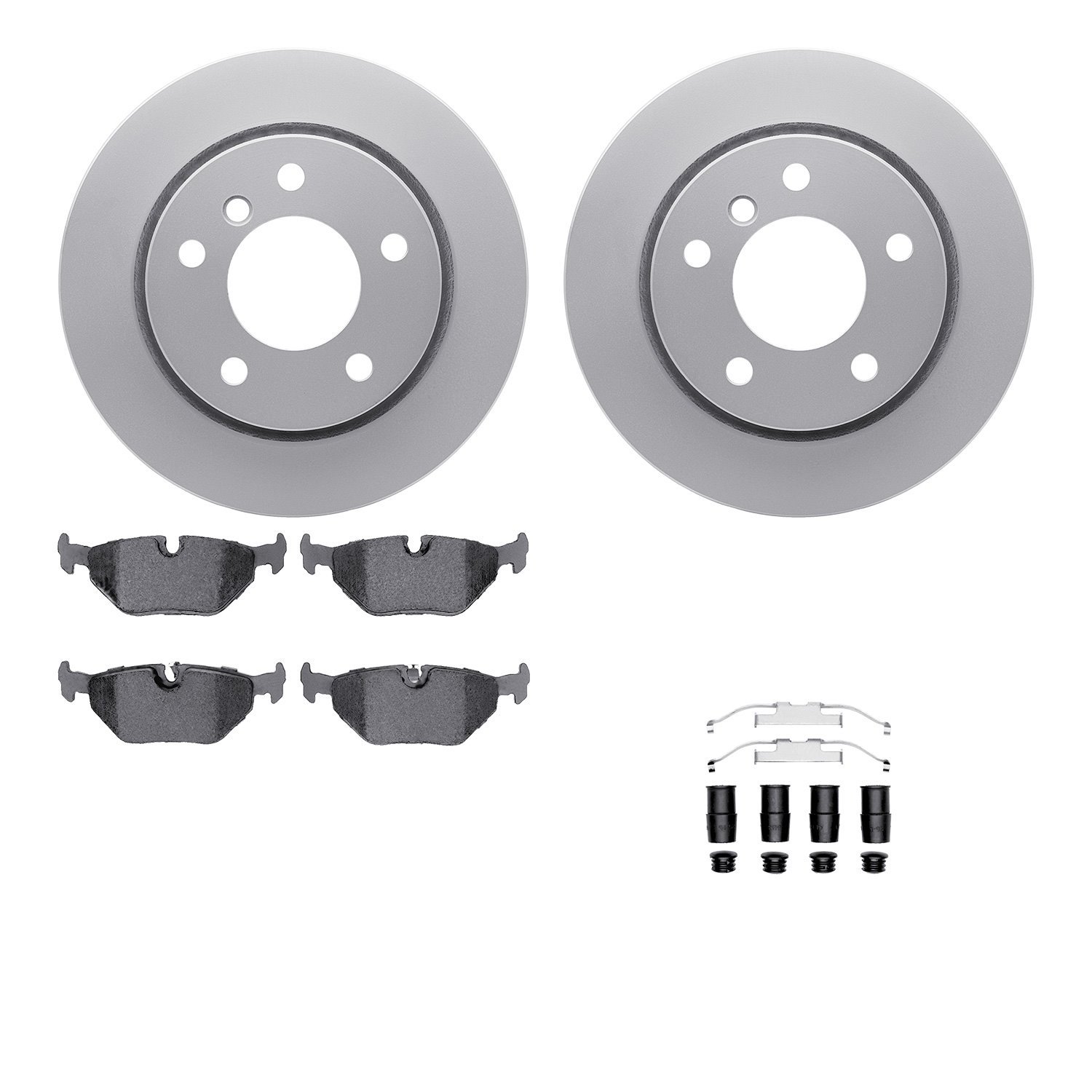 4612-31015 Geospec Brake Rotors w/5000 Euro Ceramic Brake Pads & Hardware, 1996-2005 BMW, Position: Rear