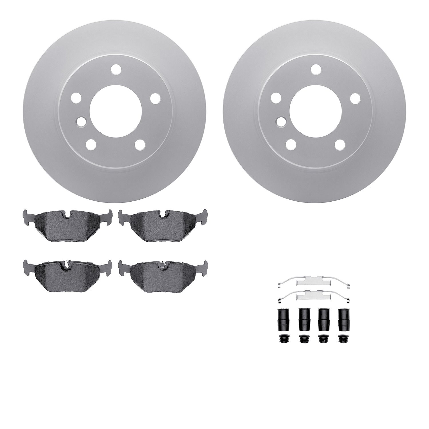 4612-31030 Geospec Brake Rotors w/5000 Euro Ceramic Brake Pads & Hardware, 2003-2006 BMW, Position: Rear