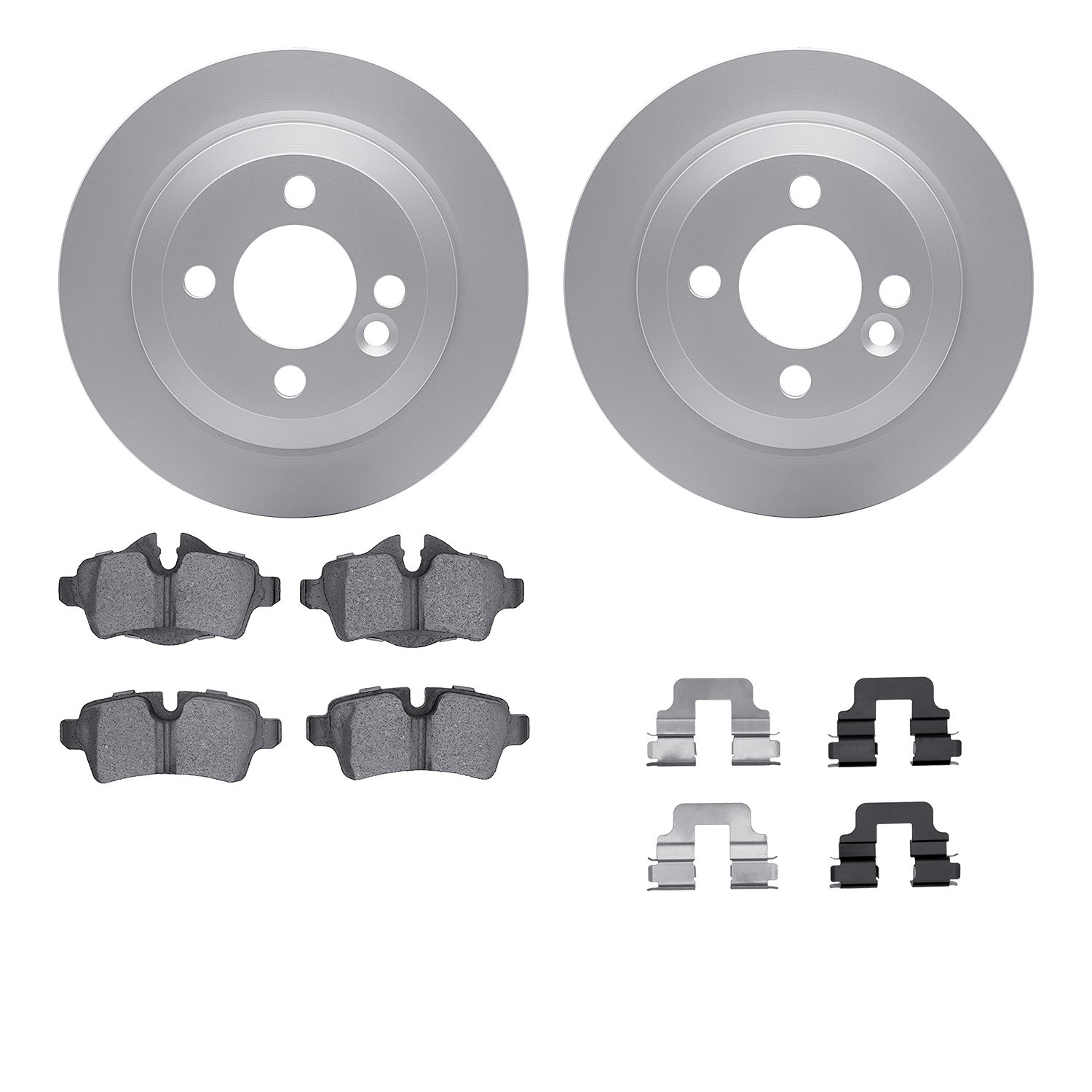 4612-32004 Geospec Brake Rotors w/5000 Euro Ceramic Brake Pads & Hardware, 2007-2015 Mini, Position: Rear