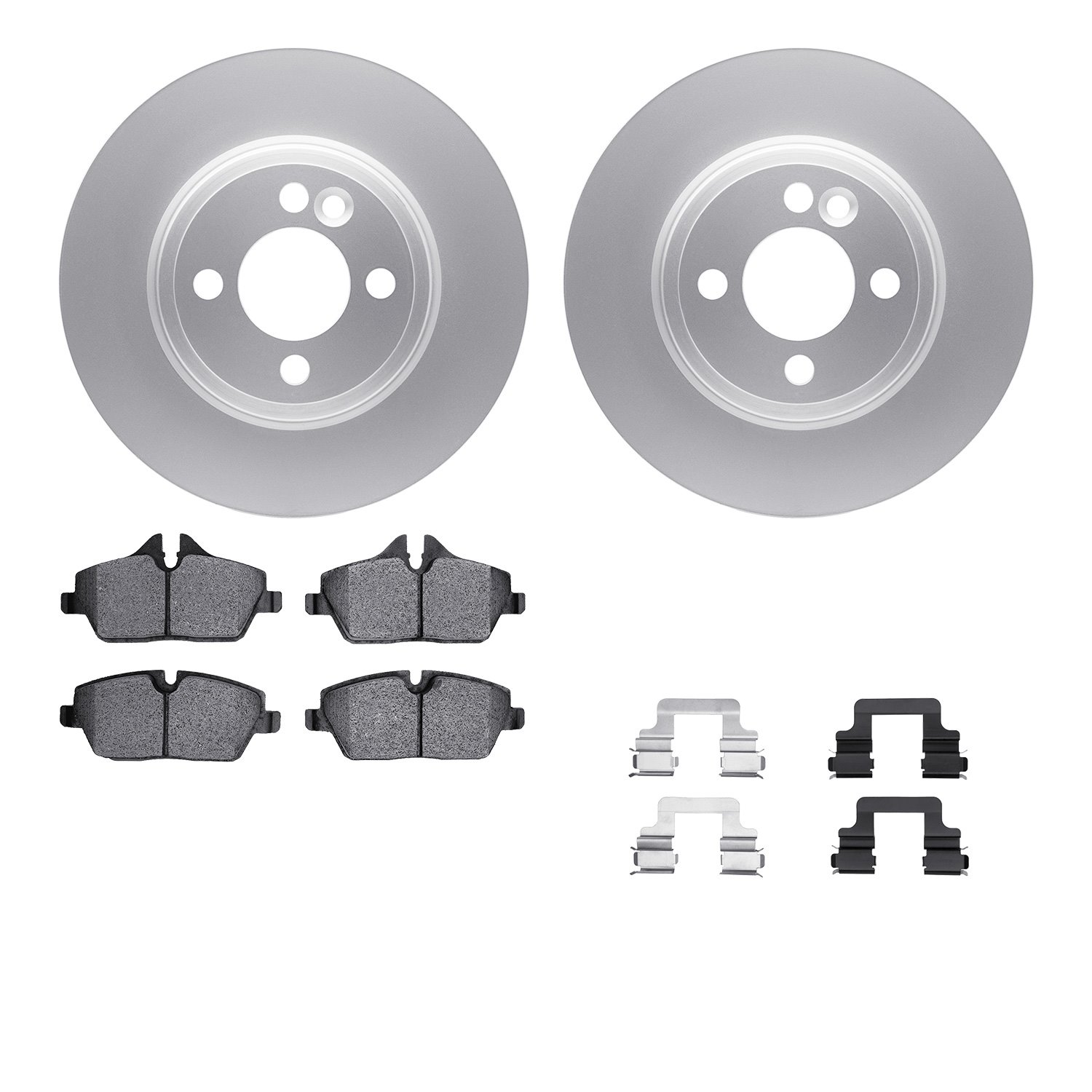 4612-32006 Geospec Brake Rotors w/5000 Euro Ceramic Brake Pads & Hardware, 2007-2015 Mini, Position: Front