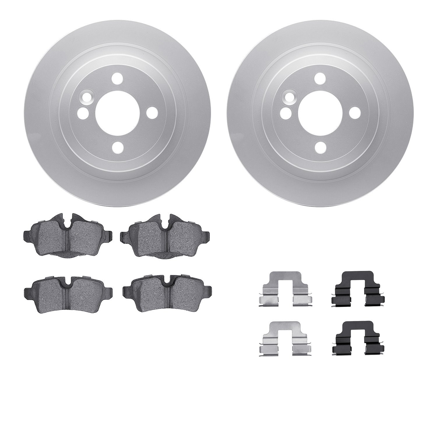4612-32008 Geospec Brake Rotors w/5000 Euro Ceramic Brake Pads & Hardware, 2009-2014 Mini, Position: Rear