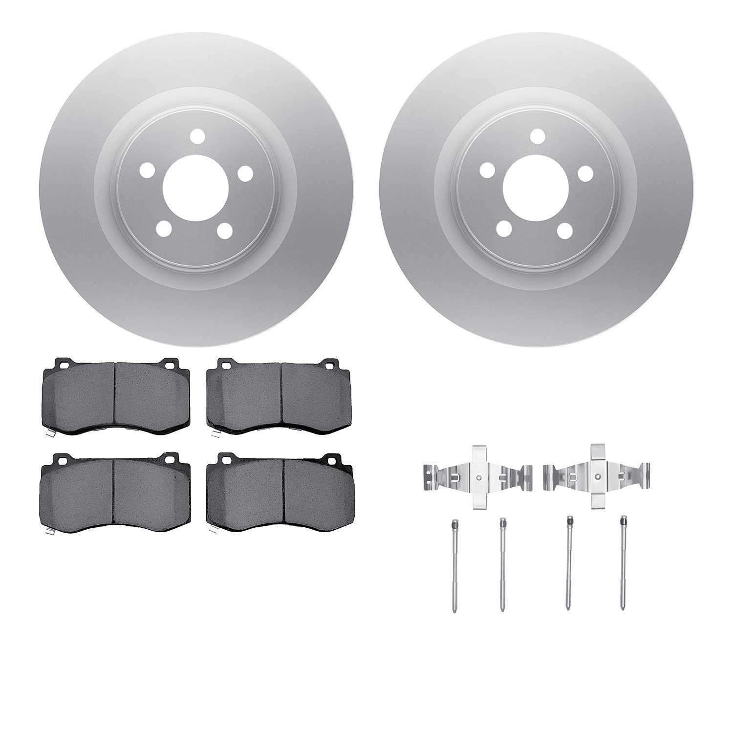 4612-39000 Geospec Brake Rotors w/5000 Euro Ceramic Brake Pads & Hardware, Fits Select Mopar, Position: Front