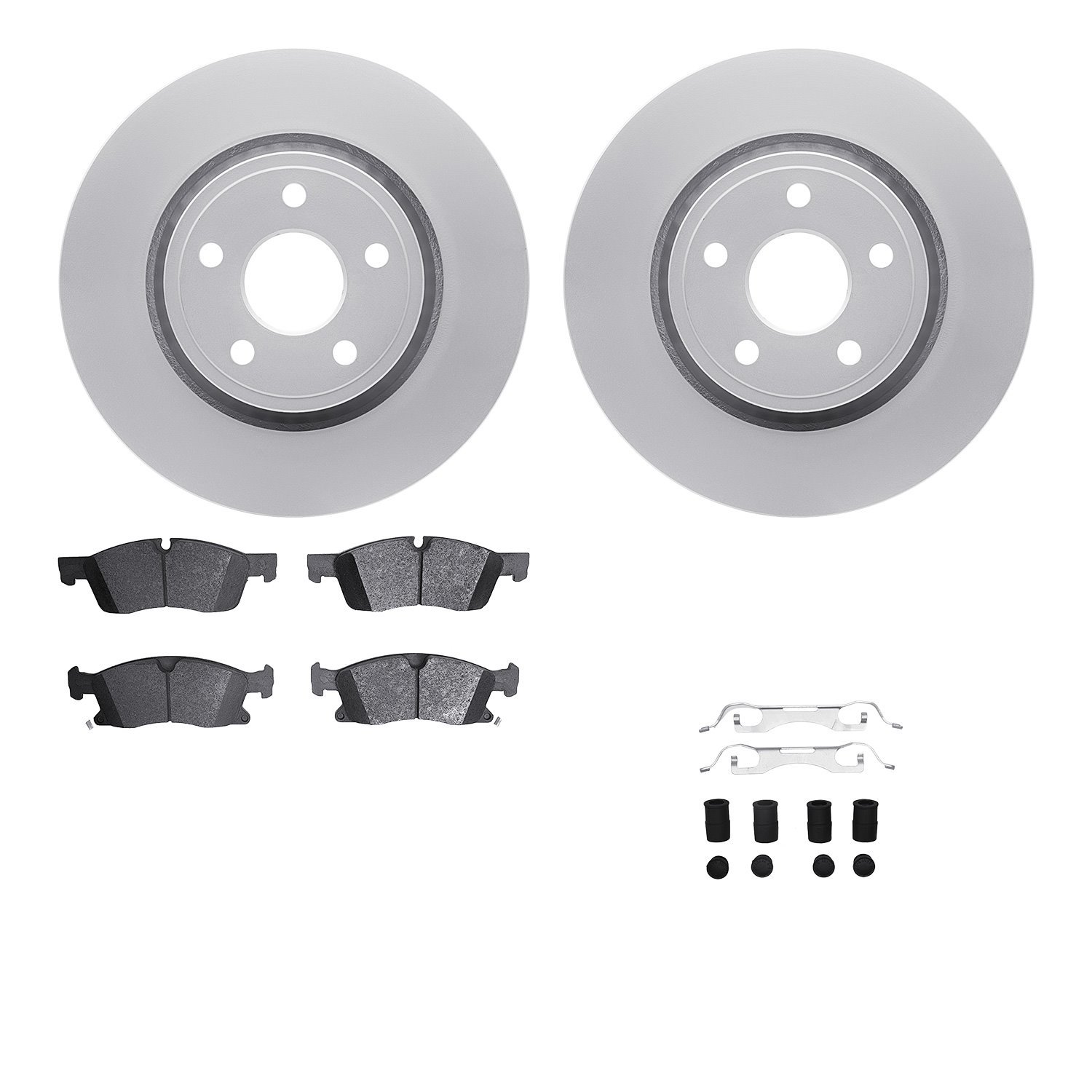 4612-42002 Geospec Brake Rotors w/5000 Euro Ceramic Brake Pads & Hardware, Fits Select Mopar, Position: Front