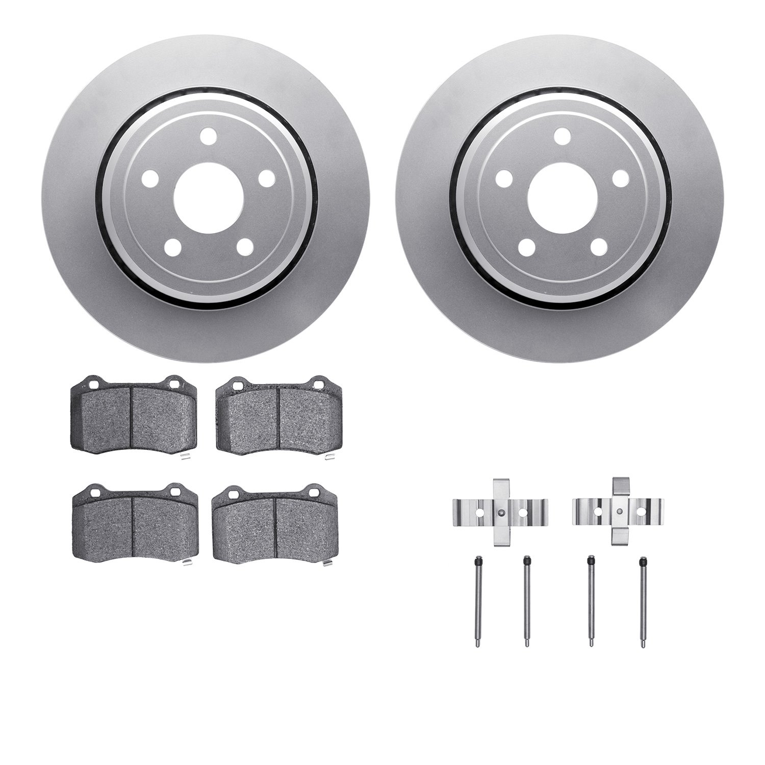 4612-42003 Geospec Brake Rotors w/5000 Euro Ceramic Brake Pads & Hardware, Fits Select Mopar, Position: Rear