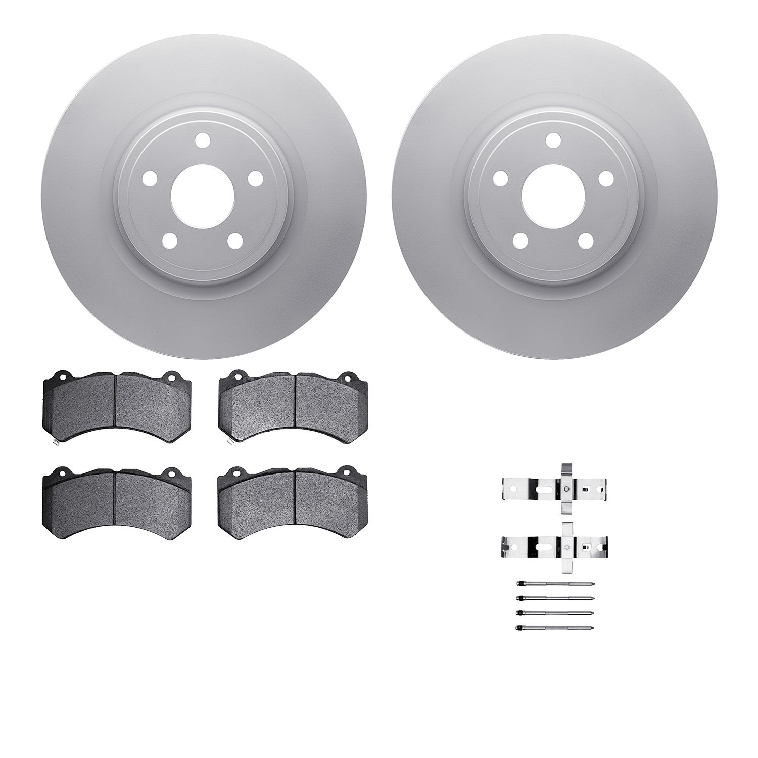 4612-42005 Geospec Brake Rotors w/5000 Euro Ceramic Brake Pads & Hardware, Fits Select Mopar, Position: Front
