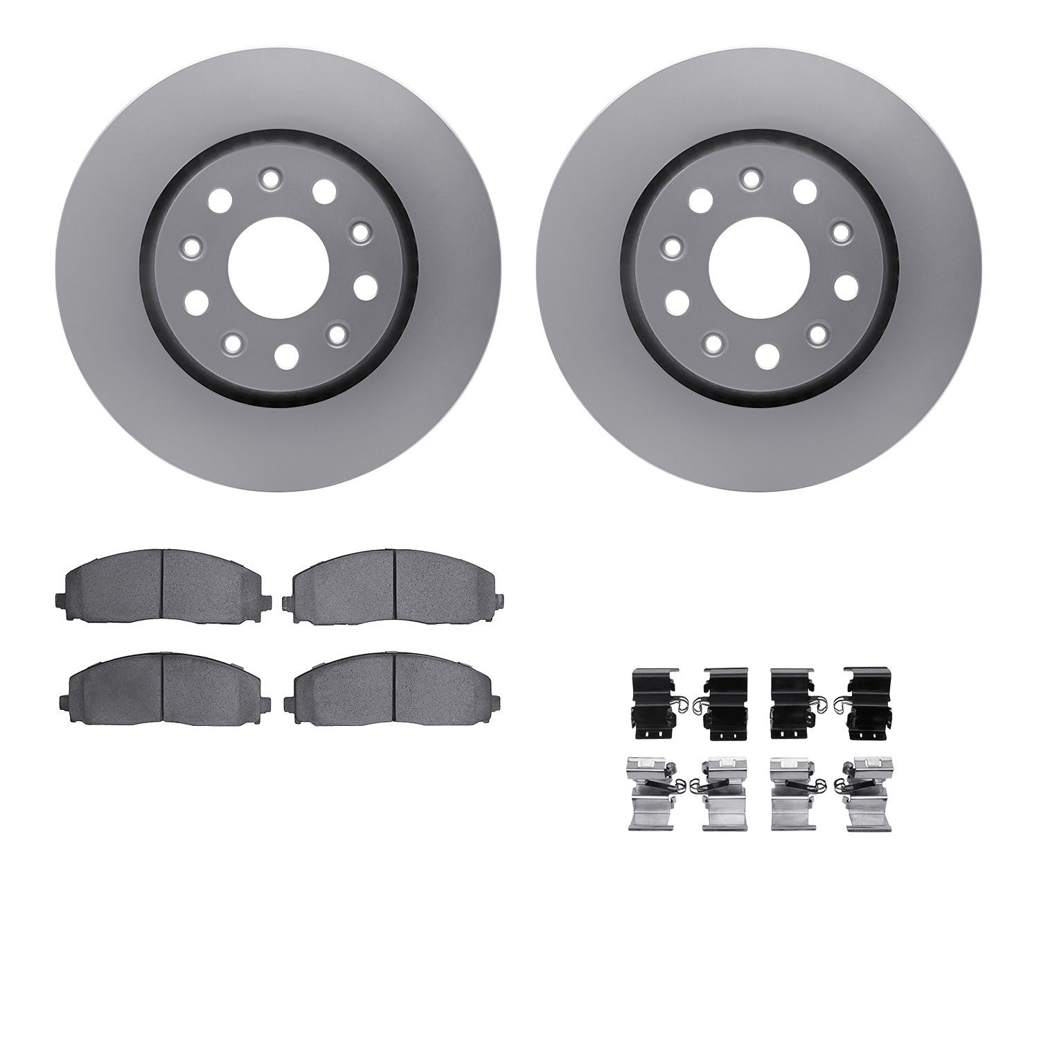 4612-42013 Geospec Brake Rotors w/5000 Euro Ceramic Brake Pads & Hardware, Fits Select Mopar, Position: Front