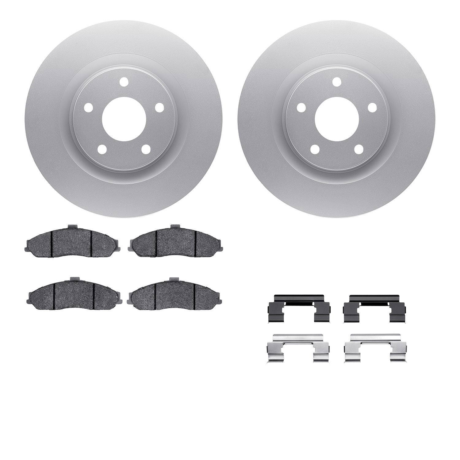 4612-46004 Geospec Brake Rotors w/5000 Euro Ceramic Brake Pads & Hardware, 2005-2009 GM, Position: Front