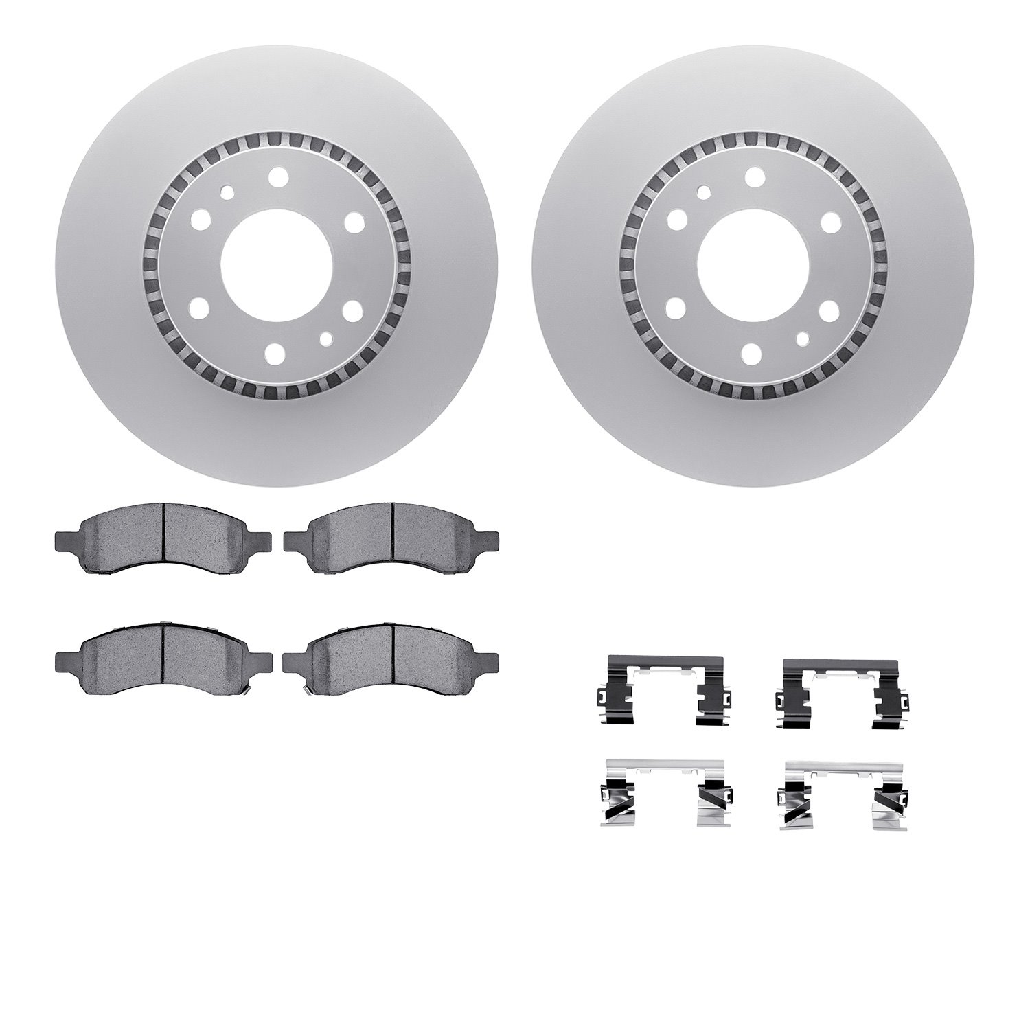 4612-48004 Geospec Brake Rotors w/5000 Euro Ceramic Brake Pads & Hardware, 2006-2009 GM, Position: Front