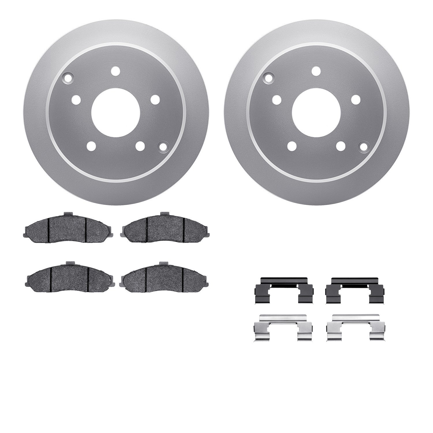 4612-52001 Geospec Brake Rotors w/5000 Euro Ceramic Brake Pads & Hardware, 2005-2006 GM, Position: Front