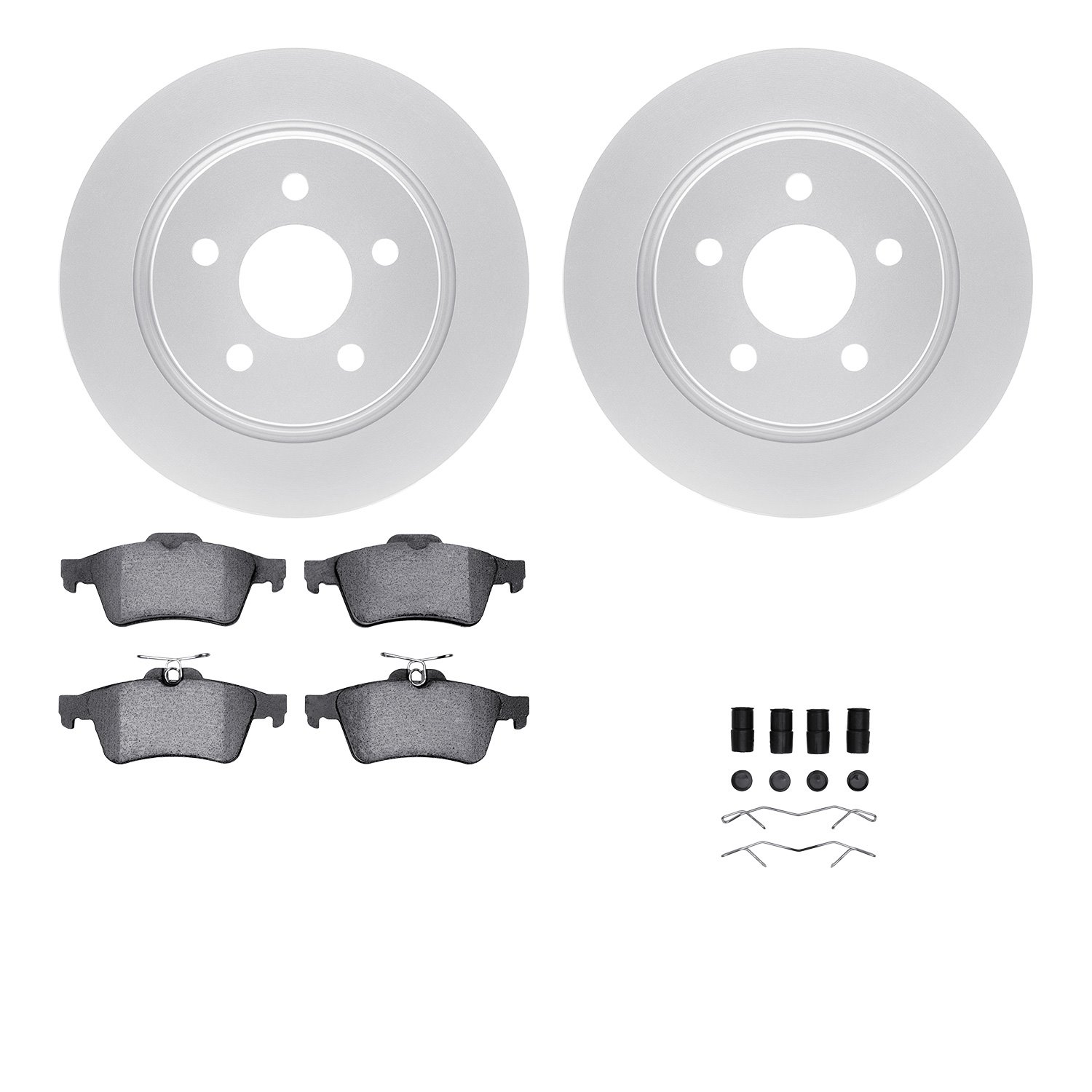4612-54022 Geospec Brake Rotors w/5000 Euro Ceramic Brake Pads & Hardware, 2013-2018 Ford/Lincoln/Mercury/Mazda, Position: Rear