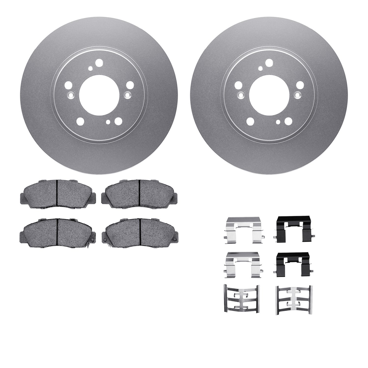 4612-58000 Geospec Brake Rotors w/5000 Euro Ceramic Brake Pads & Hardware, 1991-1996 Acura/Honda, Position: Front