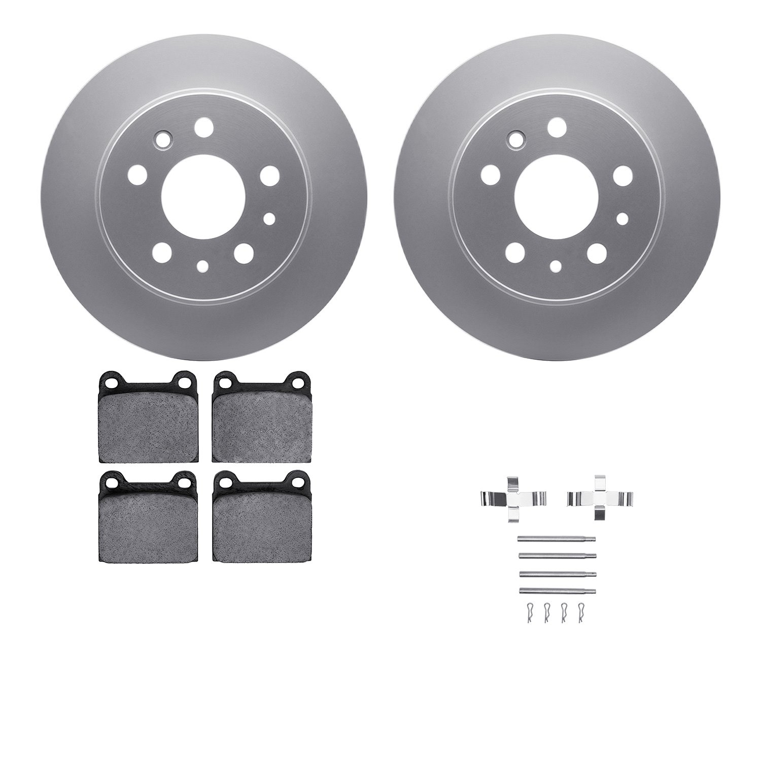 4612-63002 Geospec Brake Rotors w/5000 Euro Ceramic Brake Pads & Hardware, 1967-1991 Mercedes-Benz, Position: Rear