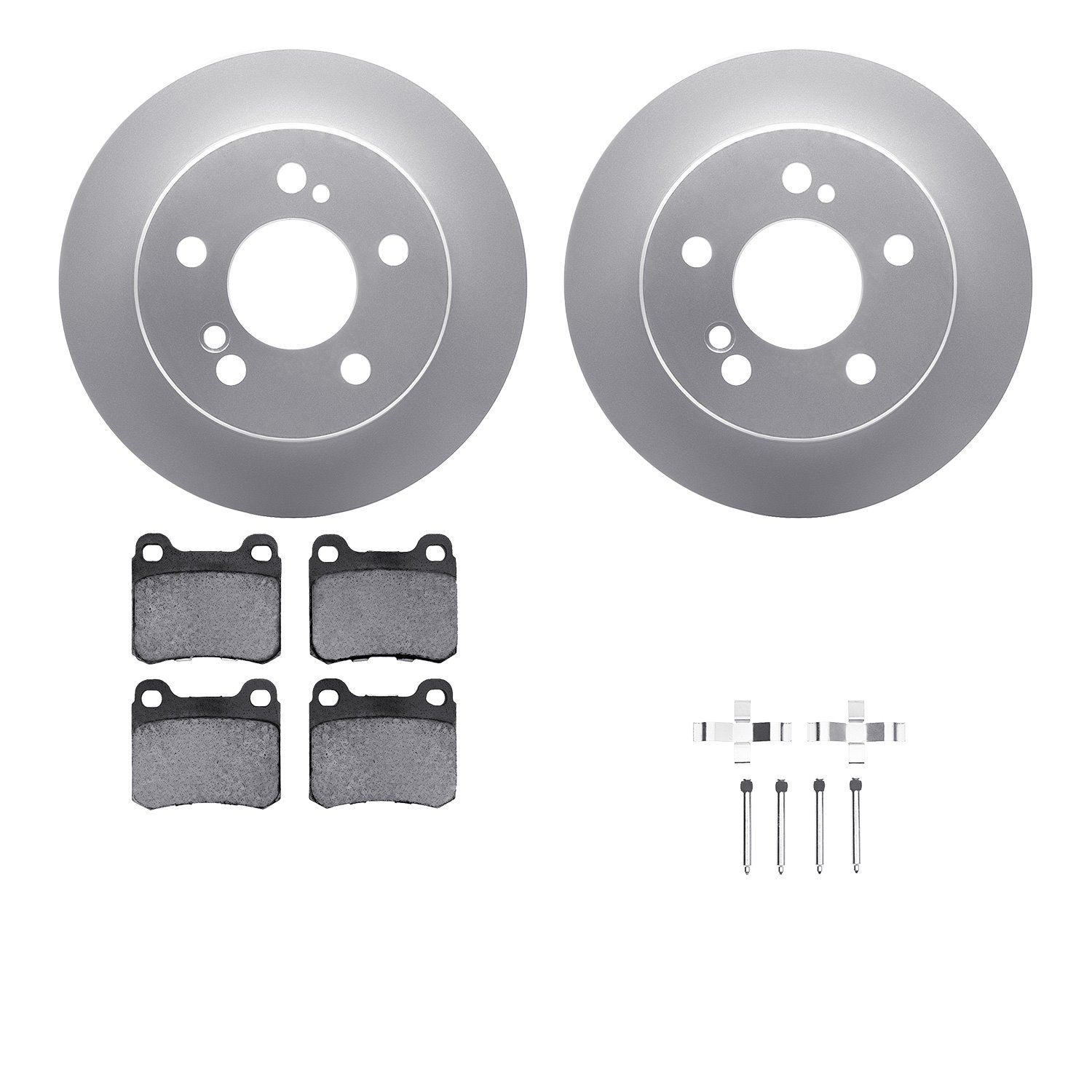 4612-63009 Geospec Brake Rotors w/5000 Euro Ceramic Brake Pads & Hardware, 1984-1995 Mercedes-Benz, Position: Rear