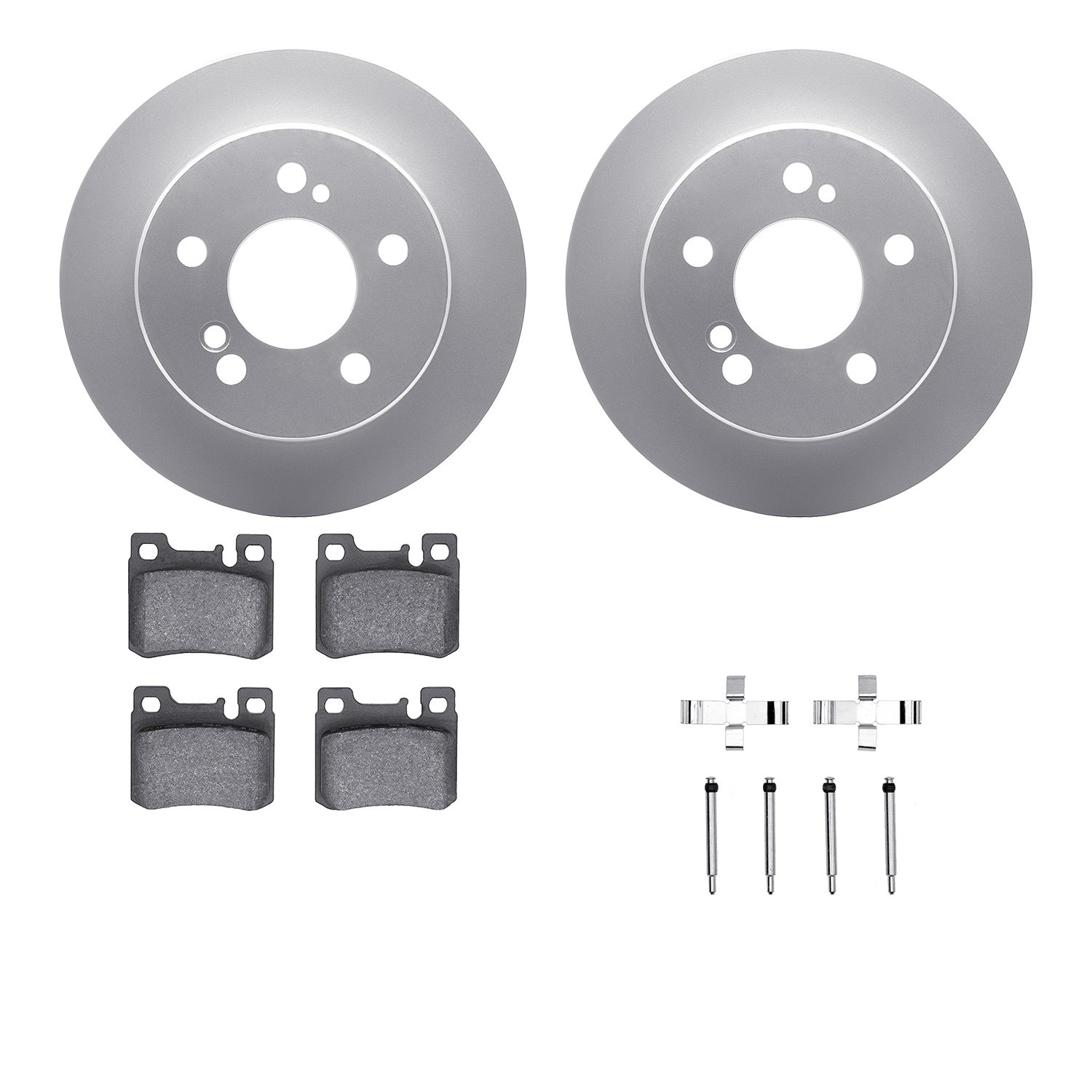 4612-63011 Geospec Brake Rotors w/5000 Euro Ceramic Brake Pads & Hardware, 1986-1993 Mercedes-Benz, Position: Rear