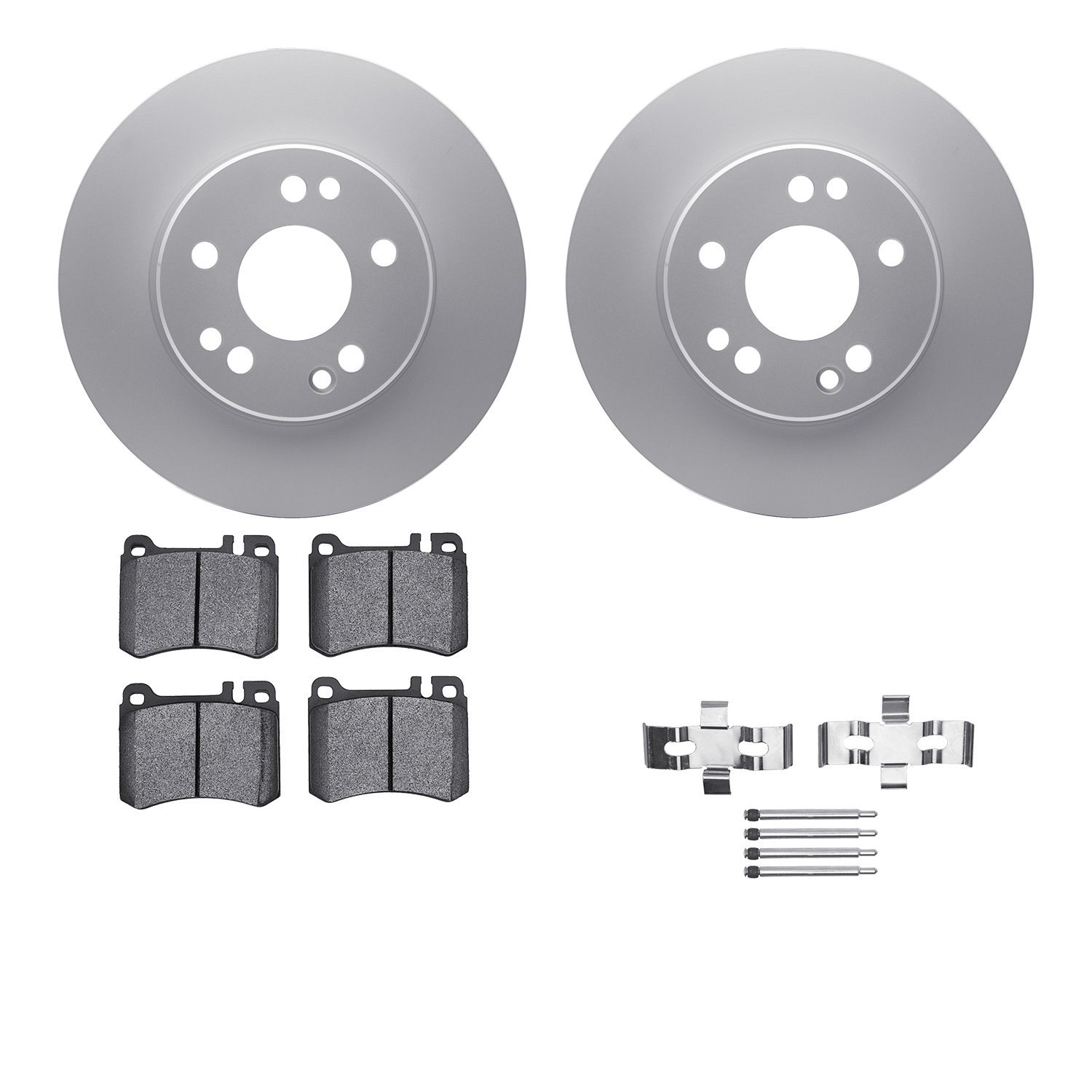 4612-63013 Geospec Brake Rotors w/5000 Euro Ceramic Brake Pads & Hardware, 1986-1989 Mercedes-Benz, Position: Front