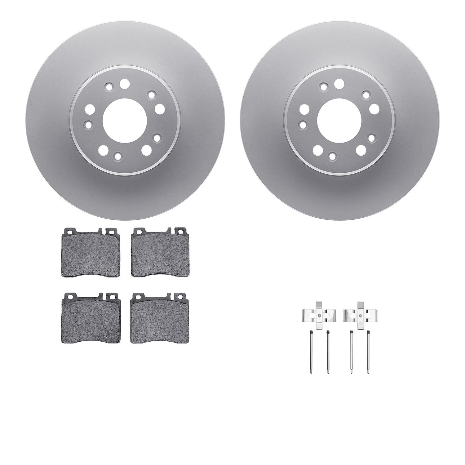 4612-63016 Geospec Brake Rotors w/5000 Euro Ceramic Brake Pads & Hardware, 1991-1999 Mercedes-Benz, Position: Front