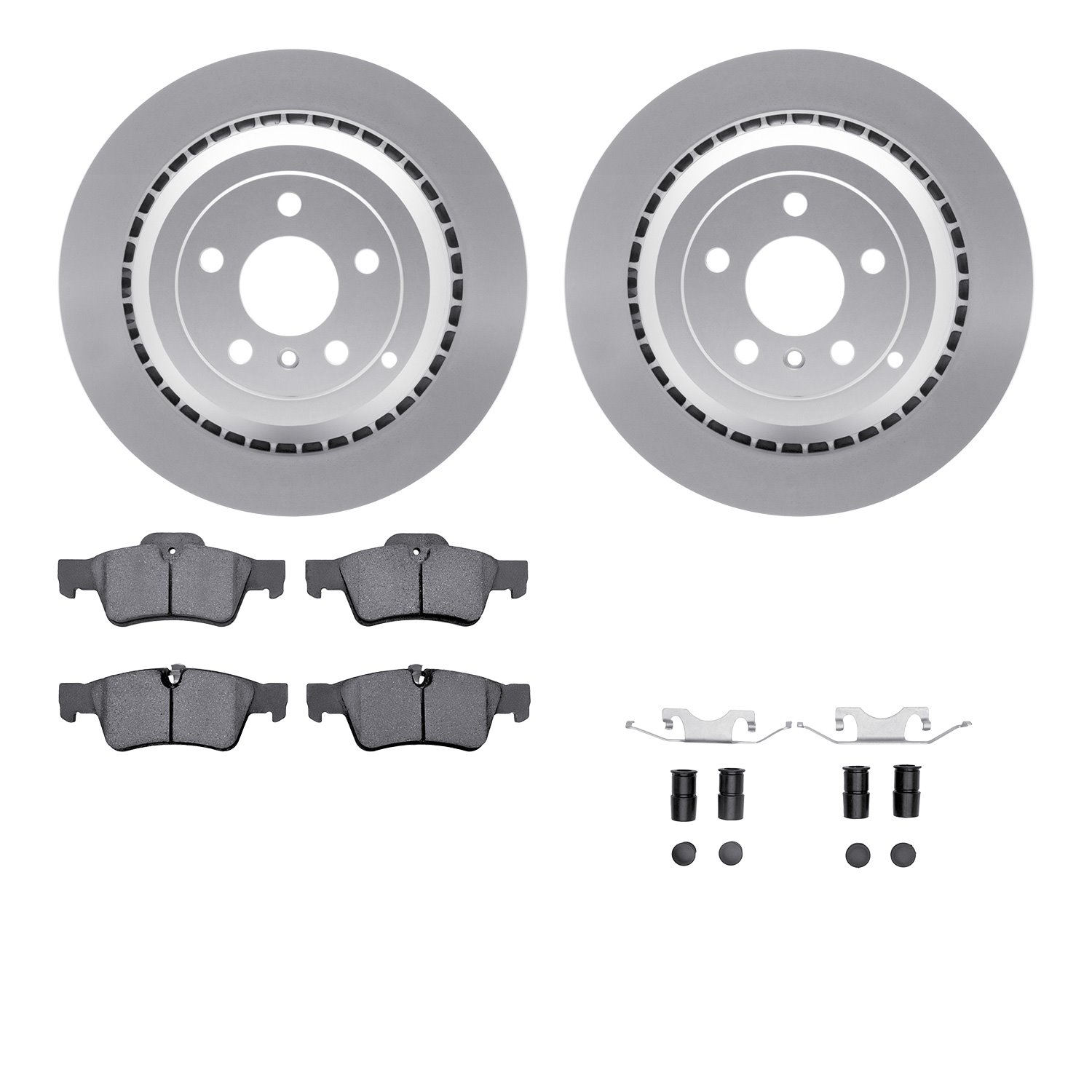 4612-63075 Geospec Brake Rotors w/5000 Euro Ceramic Brake Pads & Hardware, 2006-2012 Mercedes-Benz, Position: Rear