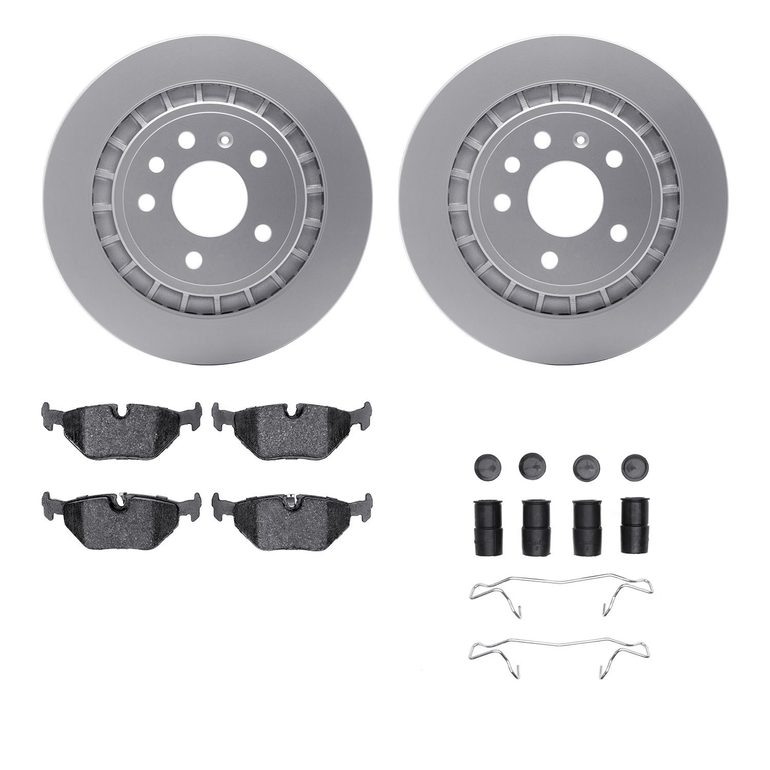 4612-65004 Geospec Brake Rotors w/5000 Euro Ceramic Brake Pads & Hardware, 2002-2010 GM, Position: Rear